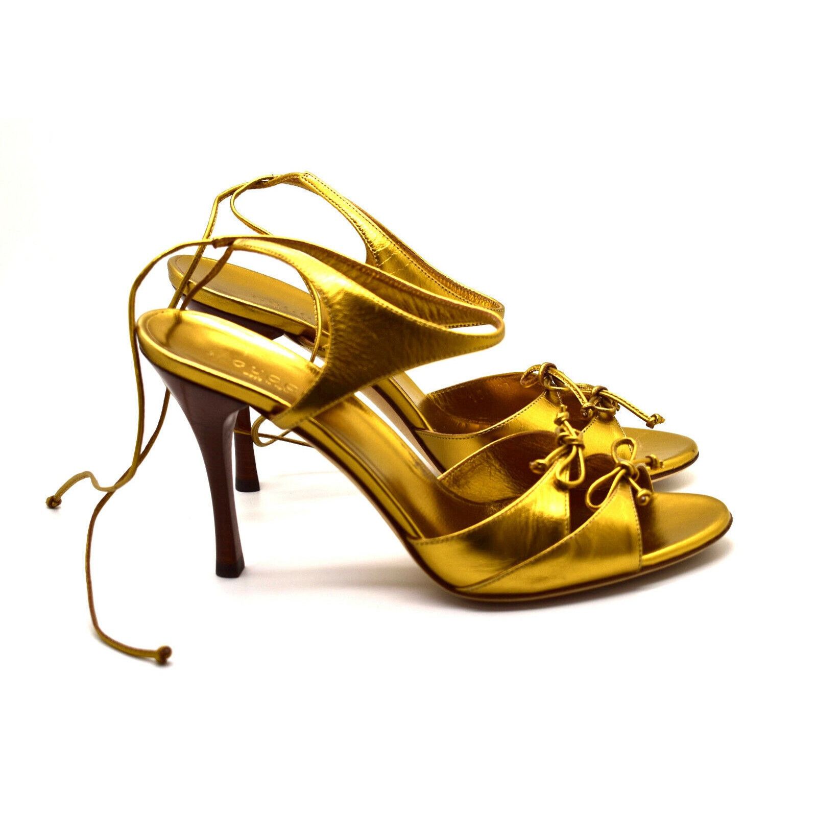 Gucci G0 NEW GUCCI Gold Metallic Leather Heels Shoes Size 7.5 B Size US 7.5 / IT 37.5 - 3 Thumbnail