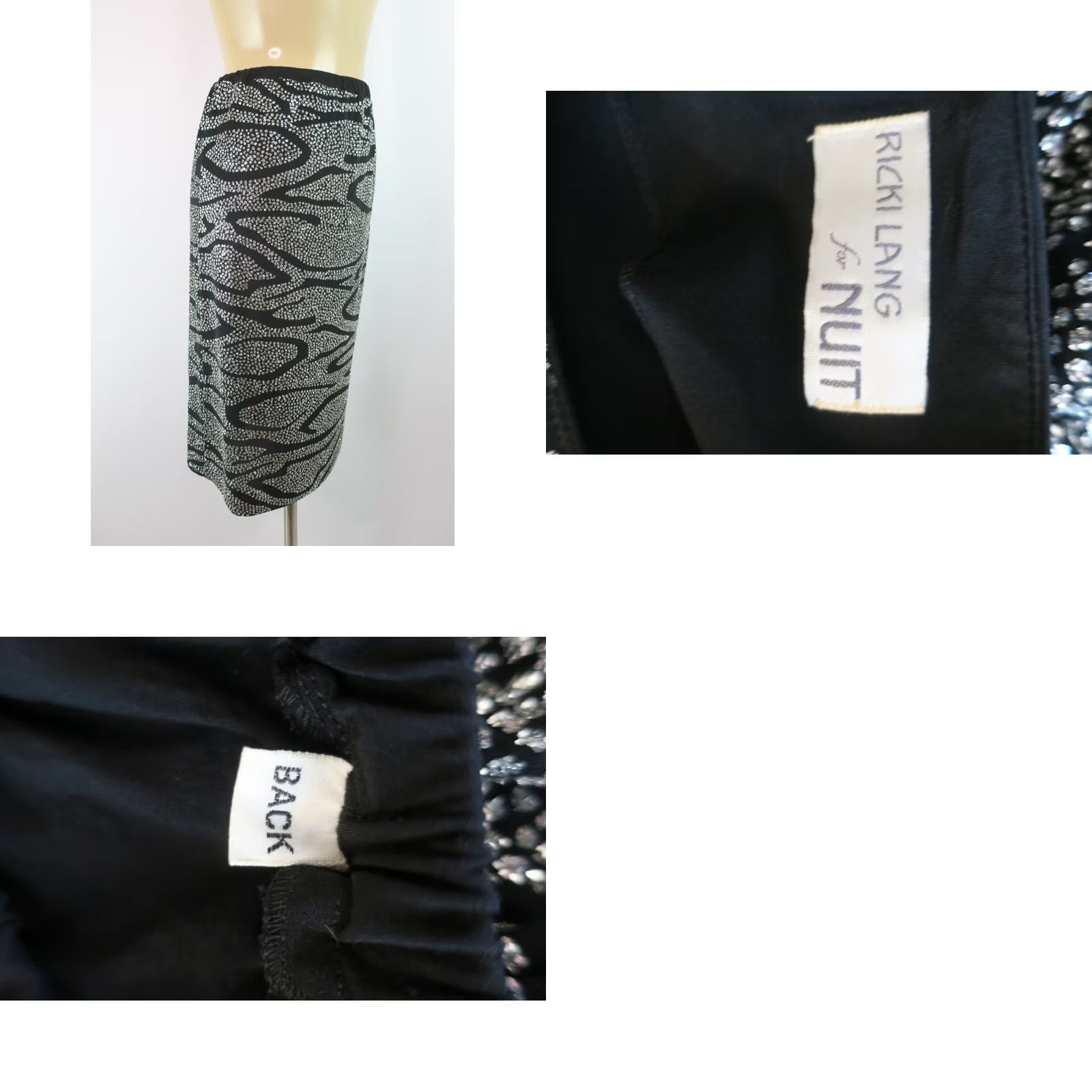 Vintage Ricki Lang Animal Print Dress Sequin Glitter VTG 2pc S/M Black Silver Cocktail Eveningwear Womens Size S / US 4 / IT 40 - 8 Thumbnail