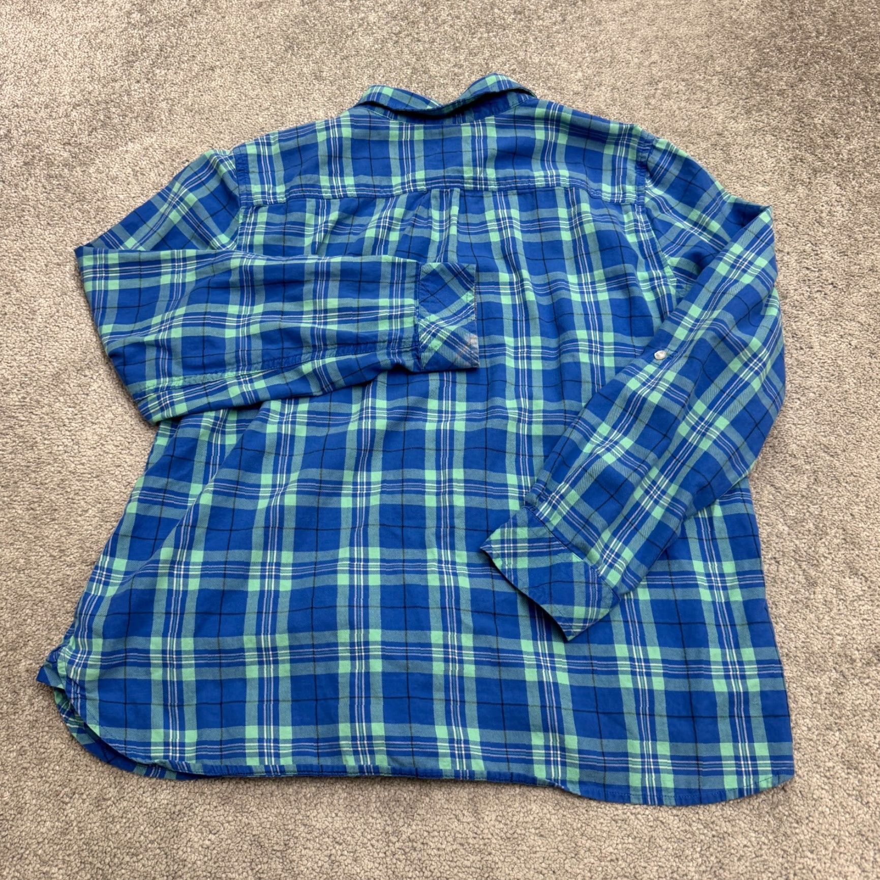 Talbots Talbots Shirt Women XL Blue Plaid Cotton Roll Tab Sleeve Button-Up Size XL / US 12-14 / IT 48-50 - 2 Thumbnail