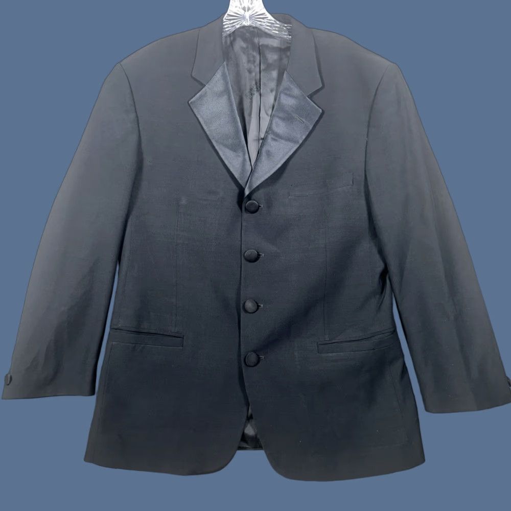Versace Versace Blazer Jacket Black Mens 40R Wool Silk 4 Button Cuff One-Button Front 3-Button Front Versace Classic Blazer Size 40R - 1 Thumbnail