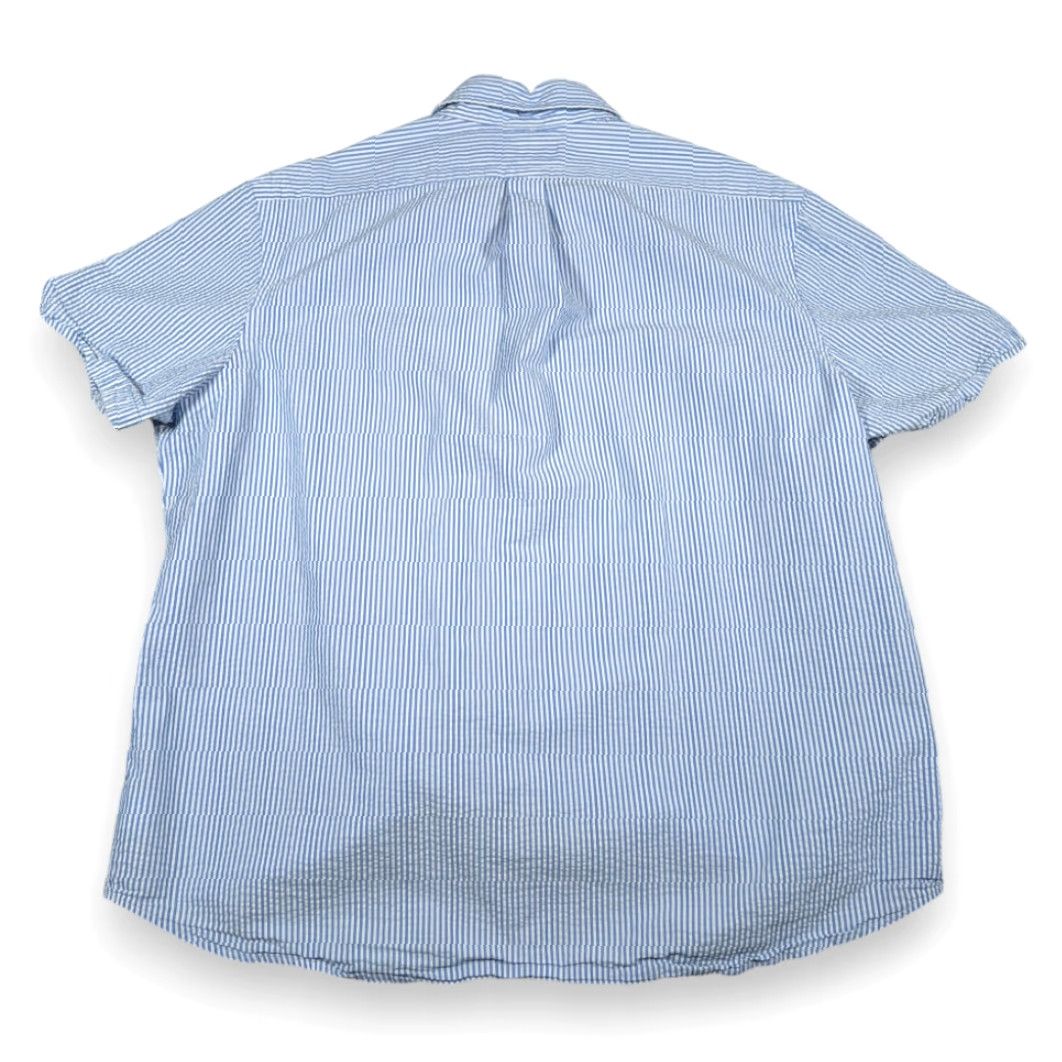 Ralph Lauren Ralph Lauren Shirt Adult 2XL Blue White Striped Seersucker Cotton Button-Up Collar Short Sleeve Embroidered Pony Pocket Size US XXL / EU 58 / 5 - 3 Thumbnail
