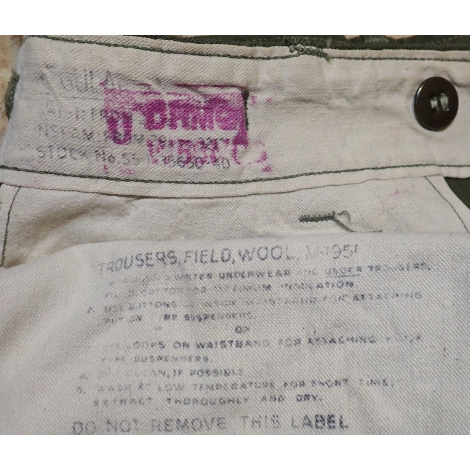 Vintage VINTAGE USGI M-1951 Wool Field Trousers Green Military Pants Small 31x28 Korean War Mens Size US 29 - 4 Thumbnail