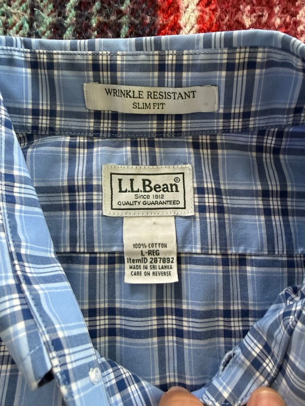 L.L. Bean Vintage L.L.Bean Blue Plaid Slim Fit Casual Shirt L Size US L / EU 52-54 / 3 - 4 Thumbnail