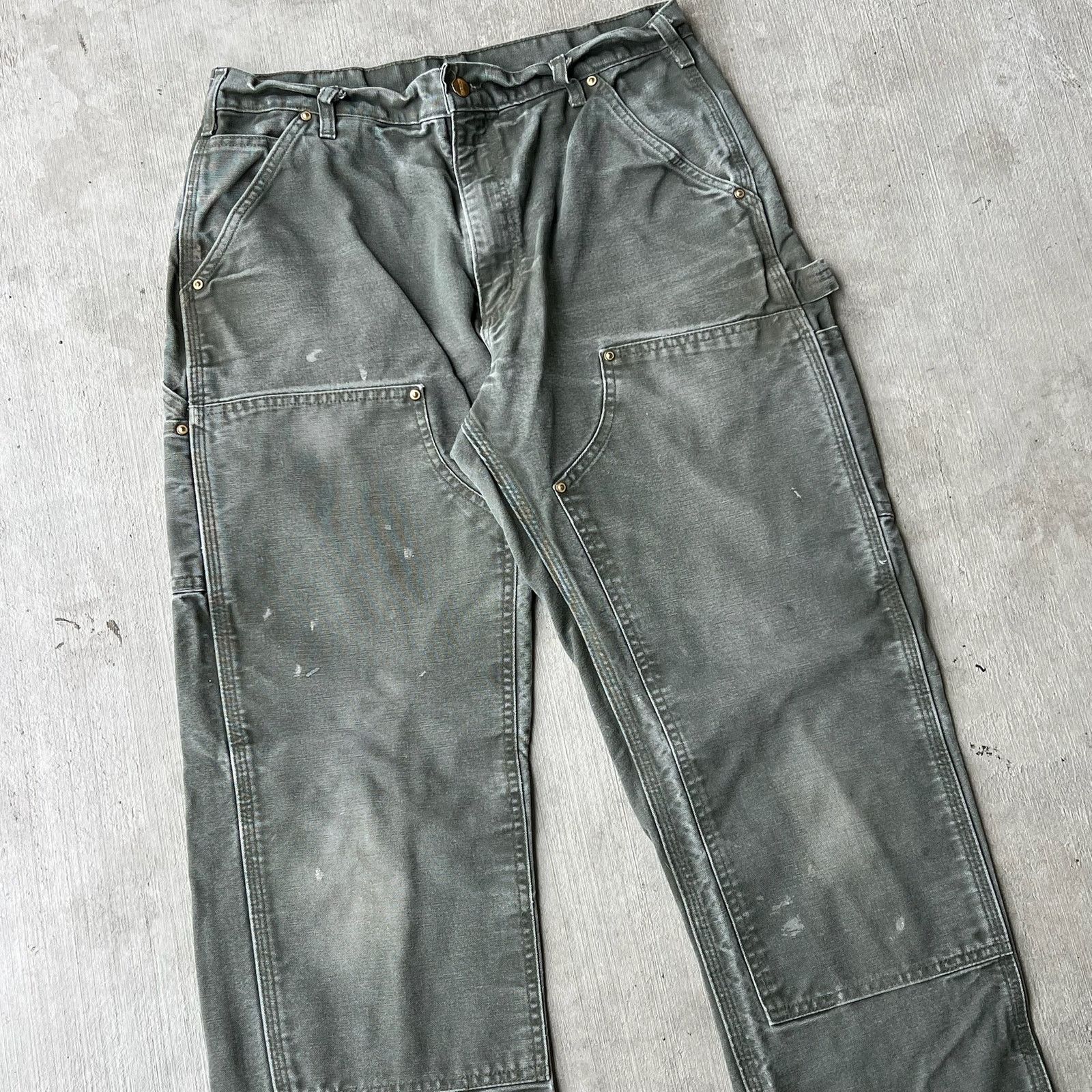 Carhartt × Vintage Carhartt faded MOS green double knee work carpenter pants Size US 31 - 2 Thumbnail