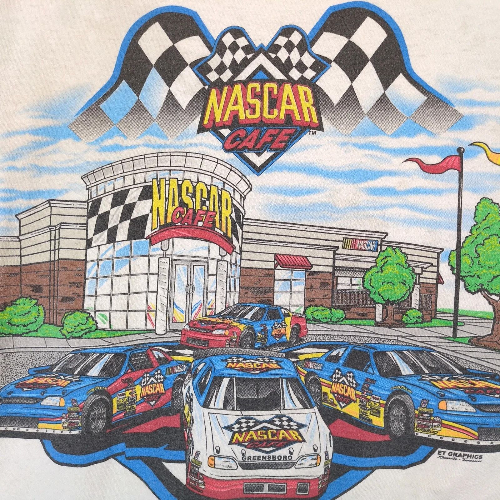 NASCAR Vtg NASCAR Cafe Greensboro NC Men's XL Double Sided T-Shirt Size US XL / EU 56 / 4 - 1 Thumbnail
