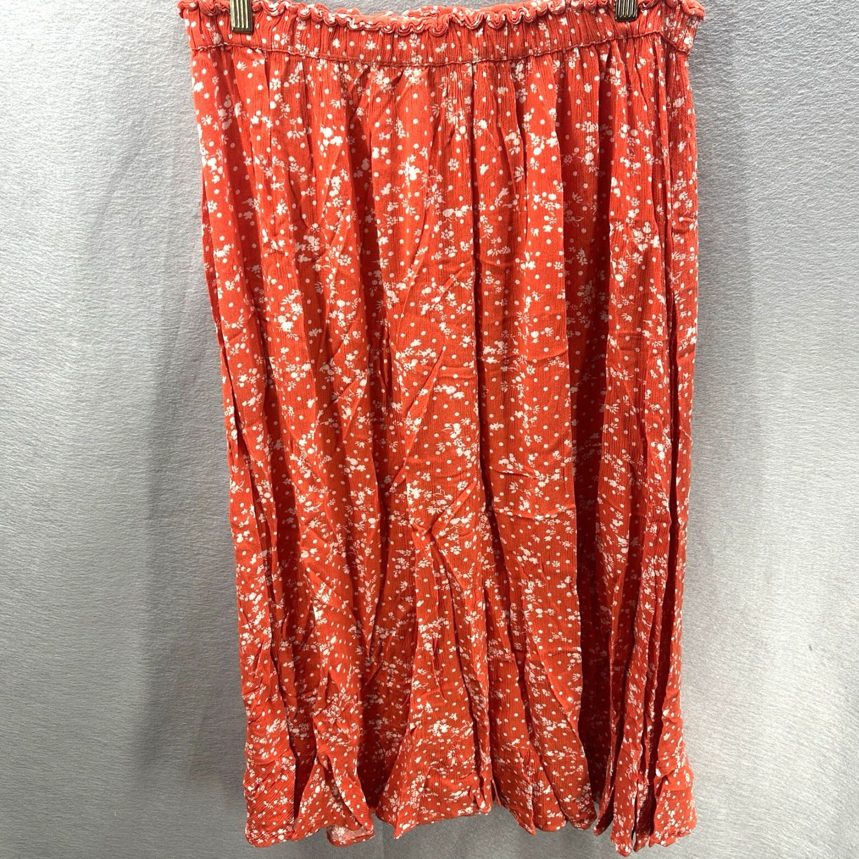 Vintage Seed Heritage Skirt Womens XL Floral Elastic Waist A-Line Long Orange 90s Bohemian Festival Vintage No? Size 40" / US 18 - 2 Thumbnail