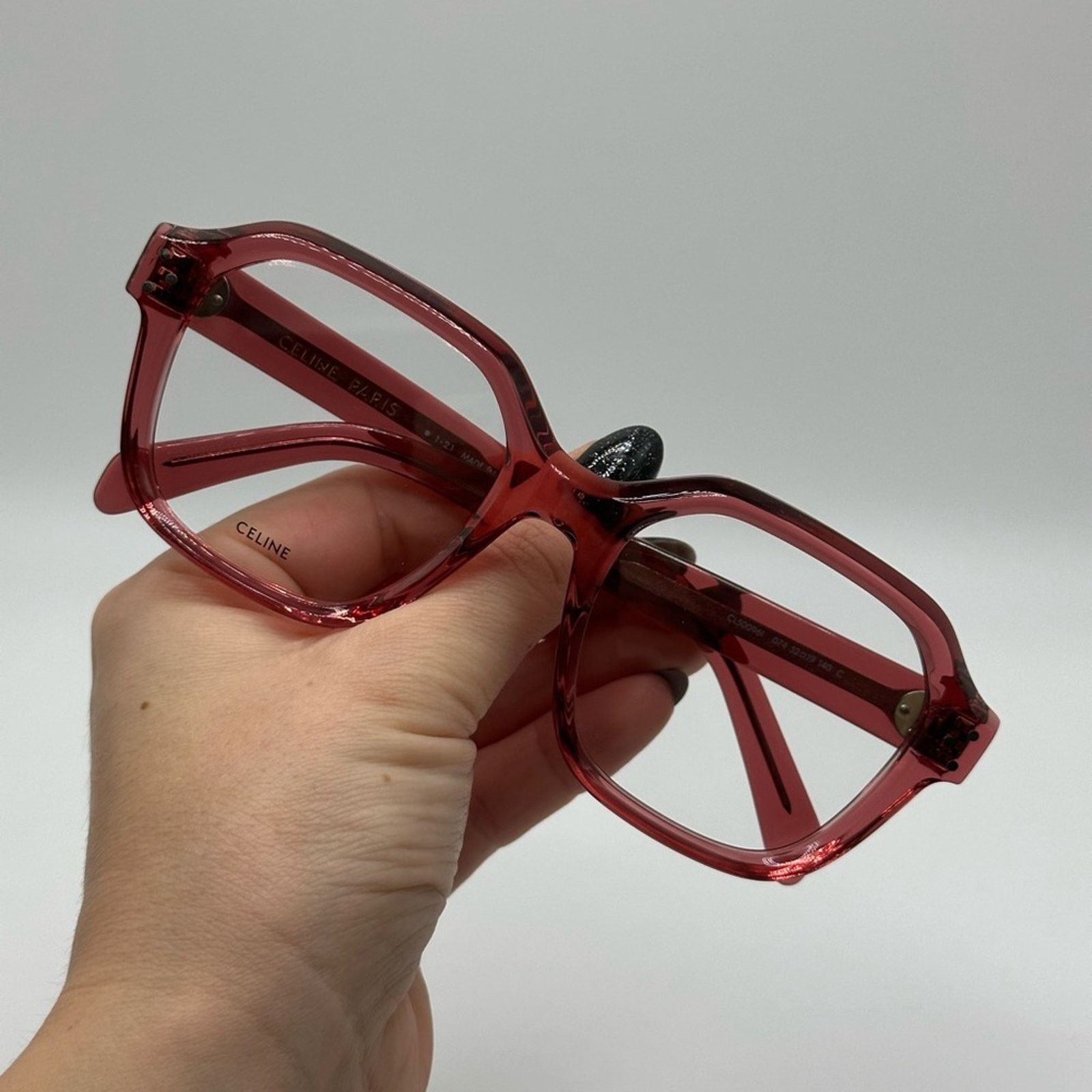 Celine Celine Eyeglasses CL50096I 74 Shiny Transparent Terracotta Size ONE SIZE - 8 Thumbnail