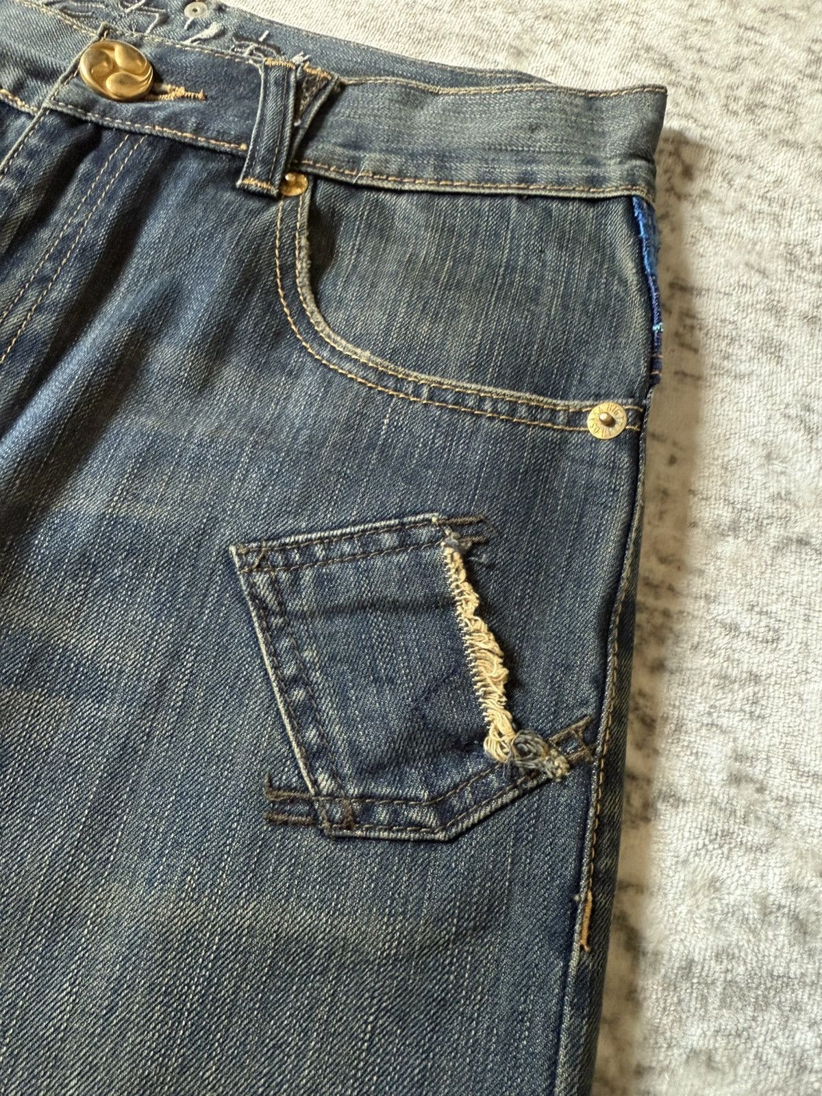 Japanese Brand Osaka Big Train Japan Over Stitch Boro Yakuza Jeans Size US 32 / EU 48 - 10 Thumbnail