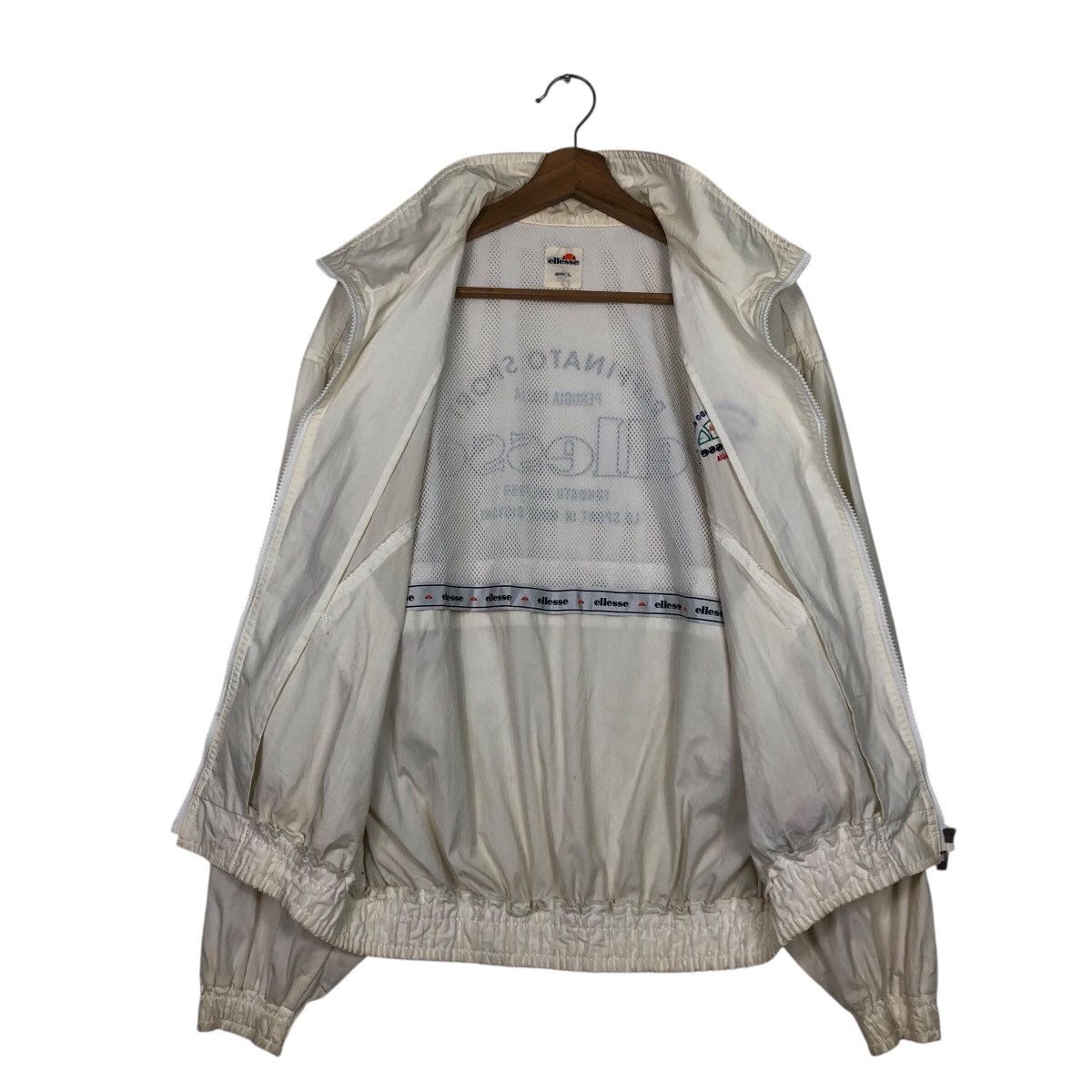Japanese Brand ellesse 80s/90s White Zip-Up Windbreaker – Mesh Lining Size US L / EU 52-54 / 3 - 14 Thumbnail