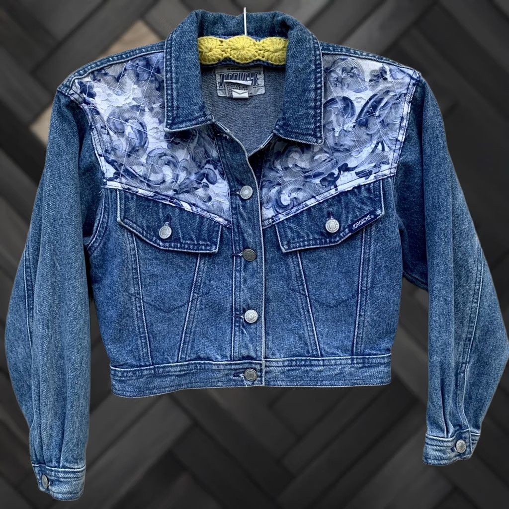 Jordache vintage Jordache Jeanswear denim jacket lace accent M 80s cropped blue denim jacket Mens? Size 32" / US 10 / IT 46 - 1 Thumbnail