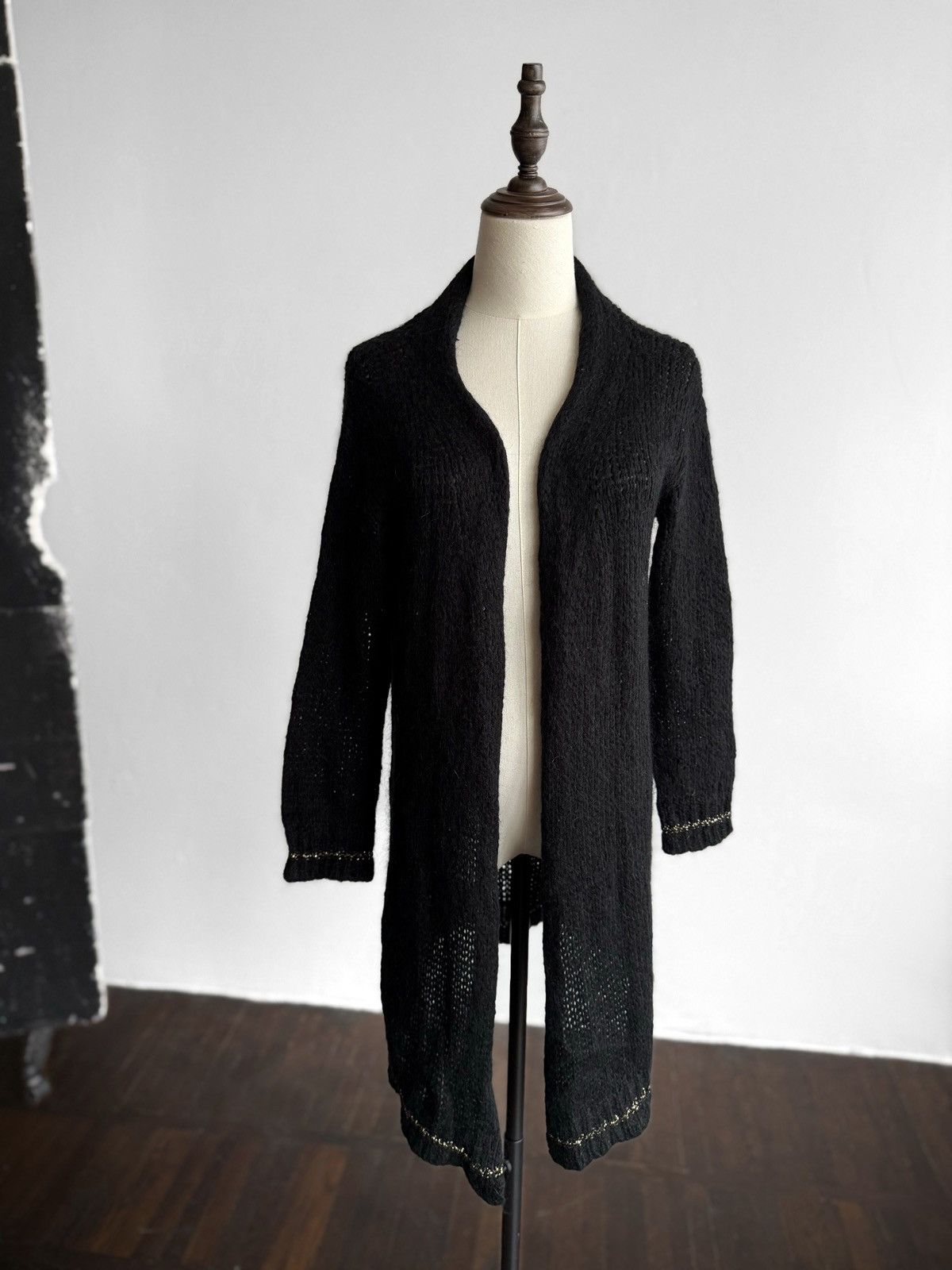 Other La Fee Maraboutee Womens Black Long Open Front Knit Cardigan Size S / US 4 / IT 40 - 1 Thumbnail