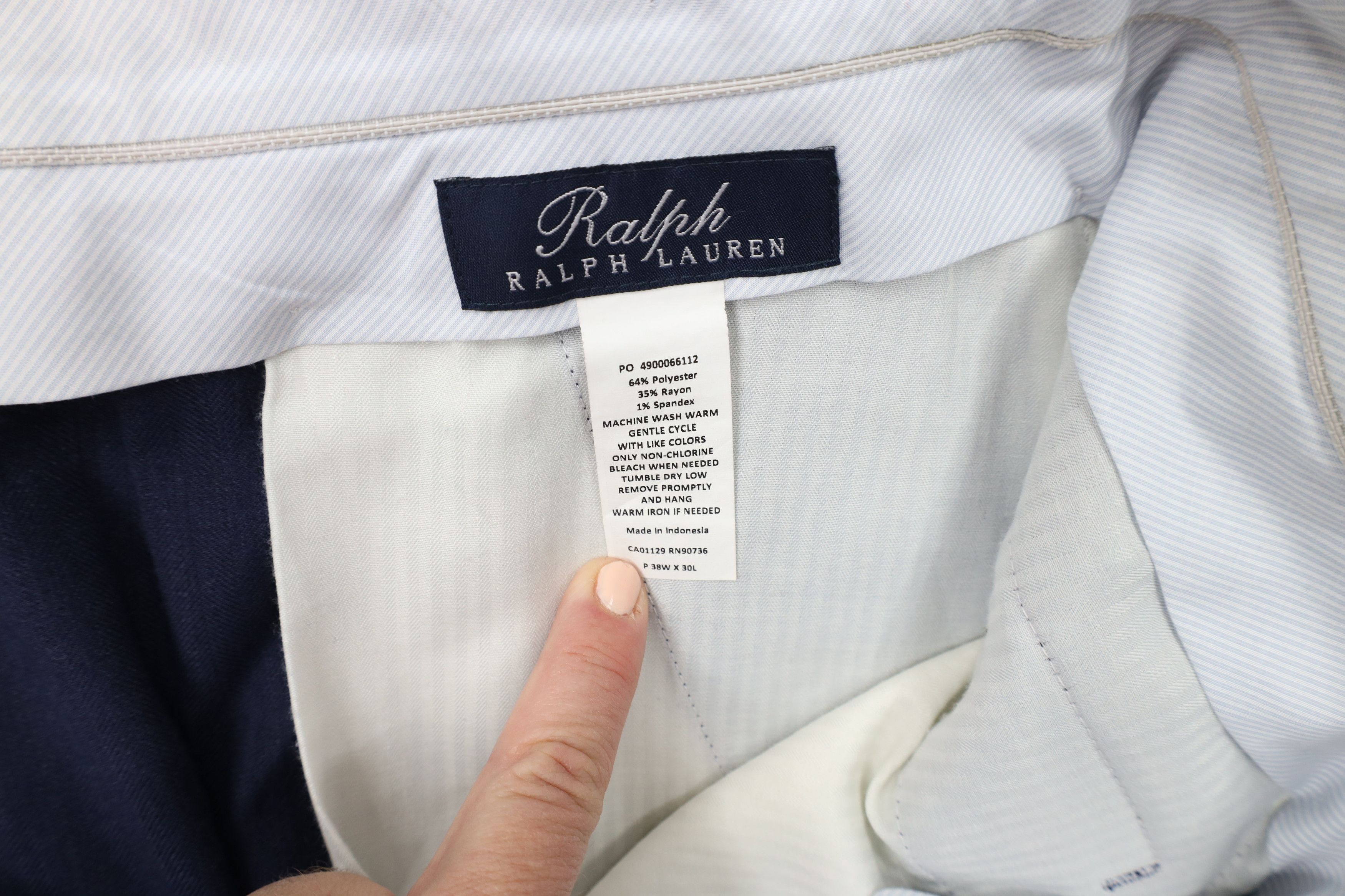 Ralph Lauren × Vintage Vintage Ralph Lauren Blend Pleated Wide Leg Chino Pants Blue Size US 38 / EU 54 - 9 Thumbnail