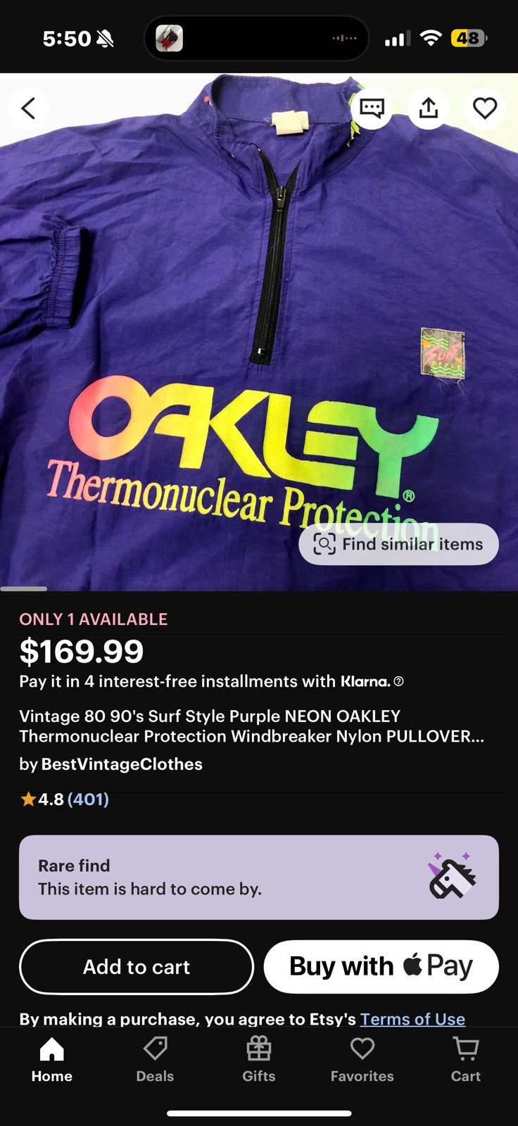 Oakley × Vintage Oakley x Surf Style 1/4 Zip Windbreaker Size US L / EU 52-54 / 3 - 12 Thumbnail