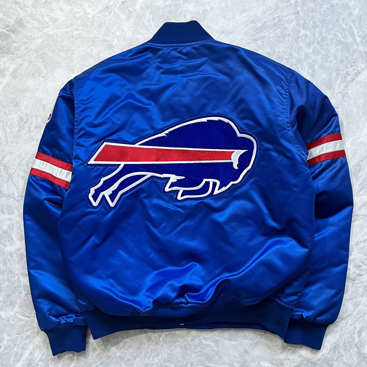 Vintage VTG 90s NFL BUFFALO BILLS SATIN BOMBER JACKET MADE IN USA | Grailed