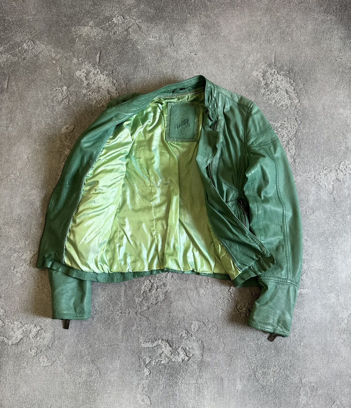 Leather 90s Retro S/size leather biker zip jacket Avantgarde Y2K Size S / US 4 / IT 40 - 5 Thumbnail