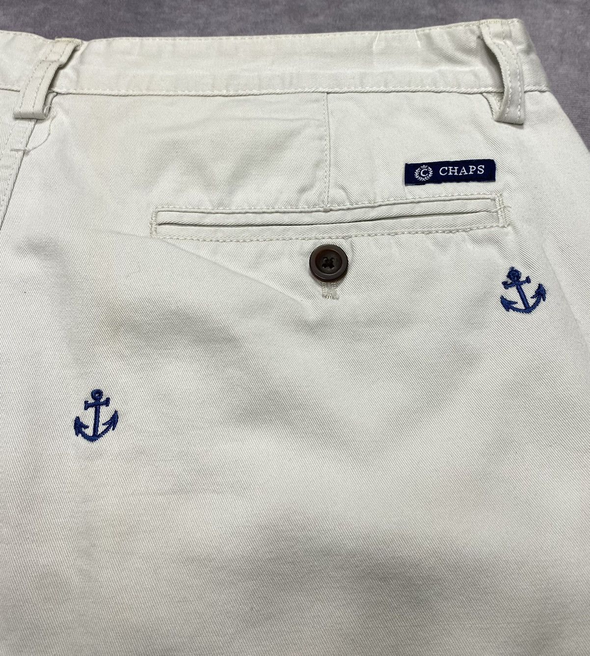Chaps Vintage Chaps Light Khaki Anchor Cotton Chino Shorts Size US 34 / EU 50 - 3 Thumbnail