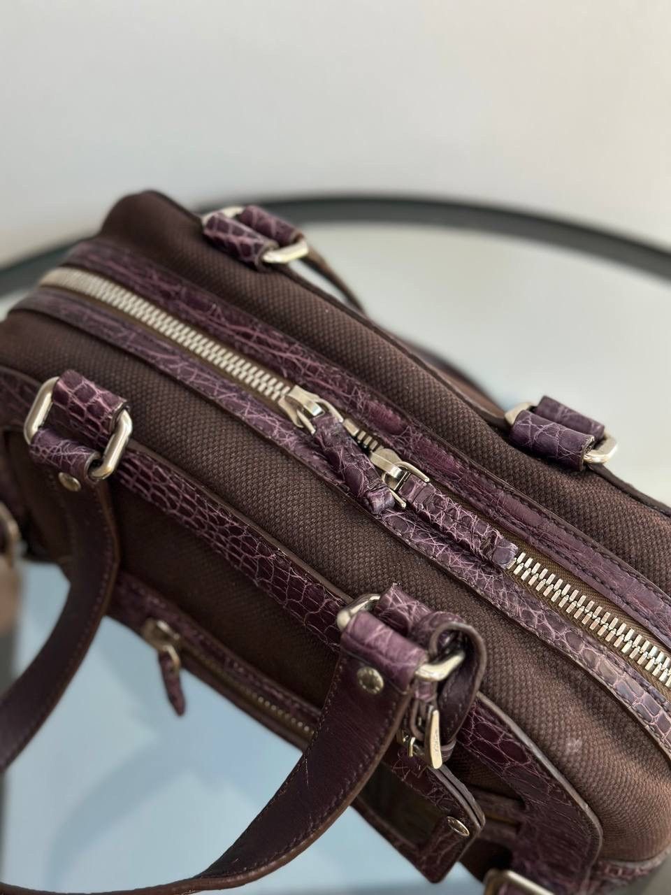 Dior Prada Vitello Zipper Buckle Bag Bowling crocodile purple Size ONE SIZE - 4 Thumbnail