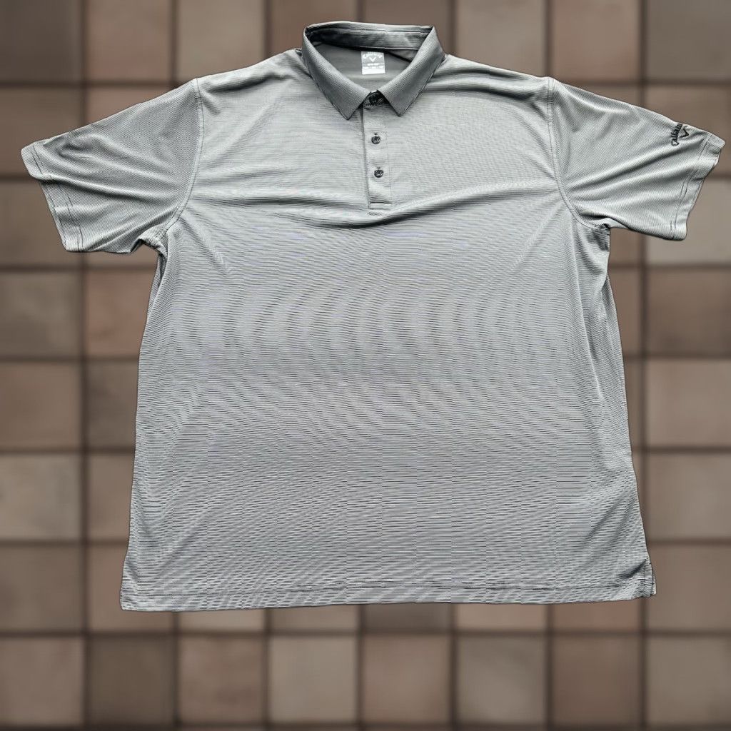 Callaway Callaway Polo Shirt Men 2XL Gray Short Sleeve Collared Golf Striped Polyester Breathable Lightweight Casual Athletic Golfing Outdoor Capable Mens Size US XXL / EU 58 / 5 - 1 Thumbnail