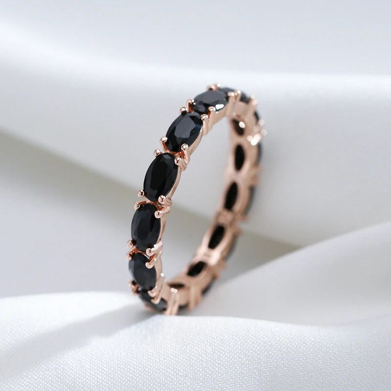 Jewelry Black Crystal Stone Ring Size ONE SIZE - 1 Thumbnail