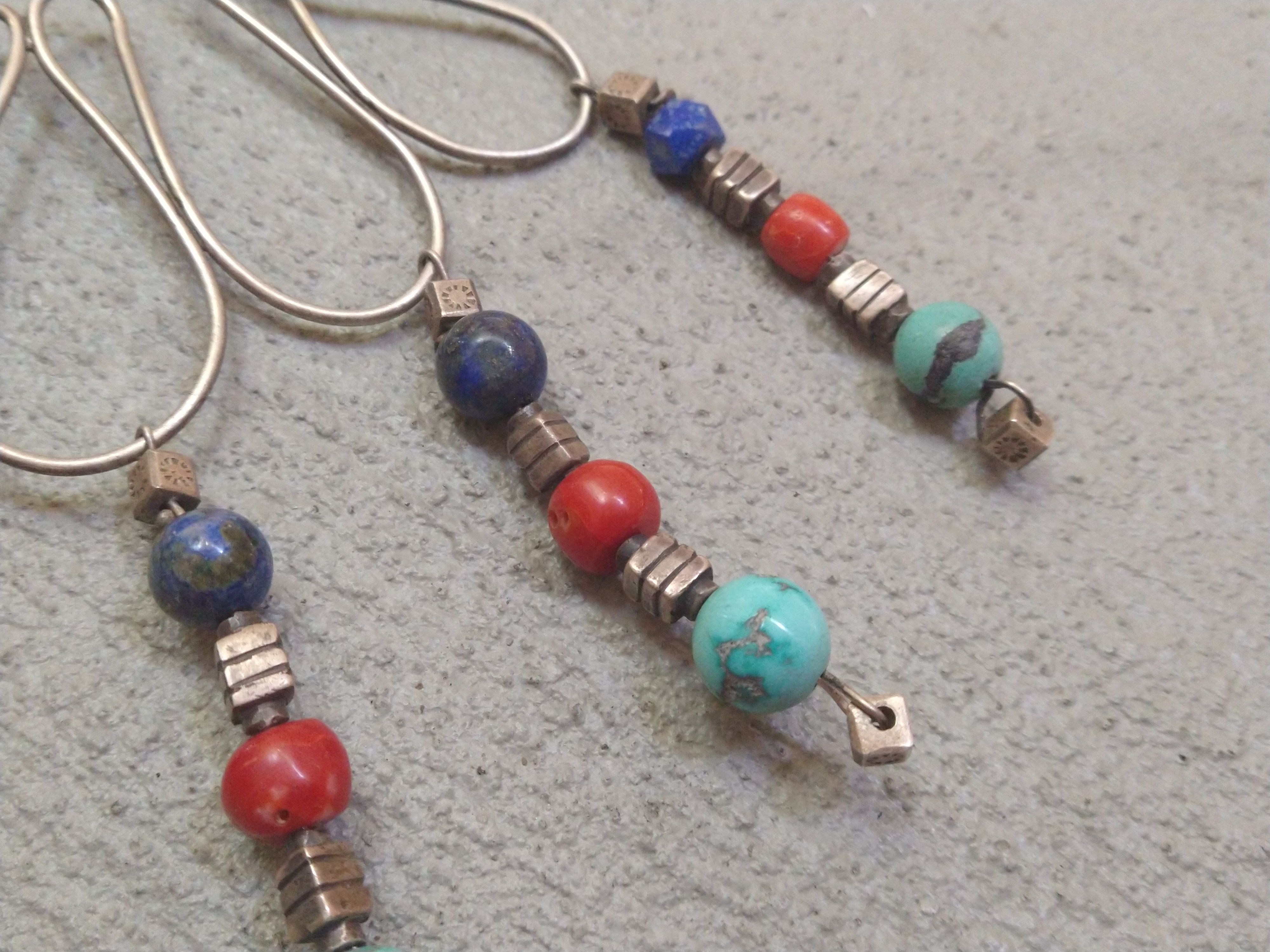Jewelry × Vintage Sterling Silver Necklace Turquoise Lapis Lazuli Coral Native Size ONE SIZE - 4 Thumbnail