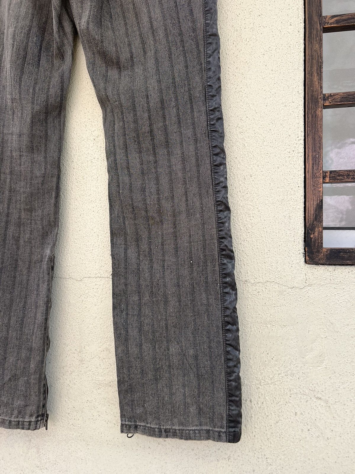 Kiminori Morishita Vintage Halb Japan Faded Border Stripe HBT Hem Flare Pant Size US 31 - 20 Thumbnail