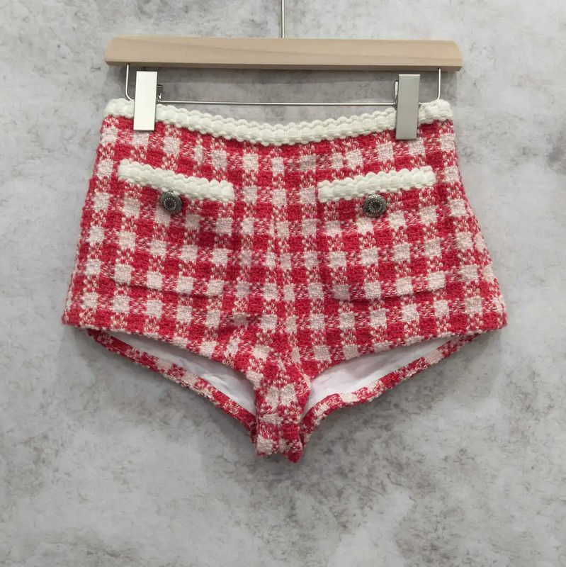 Miu Miu Miu Miu Red Checkered Women’s Shorts 0089 Size 23" - 1 Thumbnail