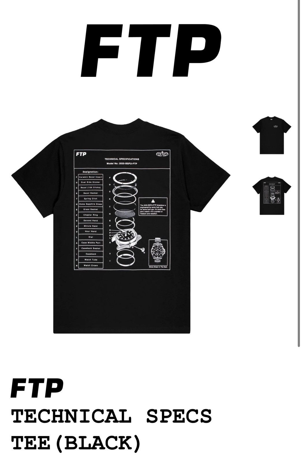 Fuck The Population FTP Rolex logo tee black L Size US L / EU 52-54 / 3 - 4 Thumbnail