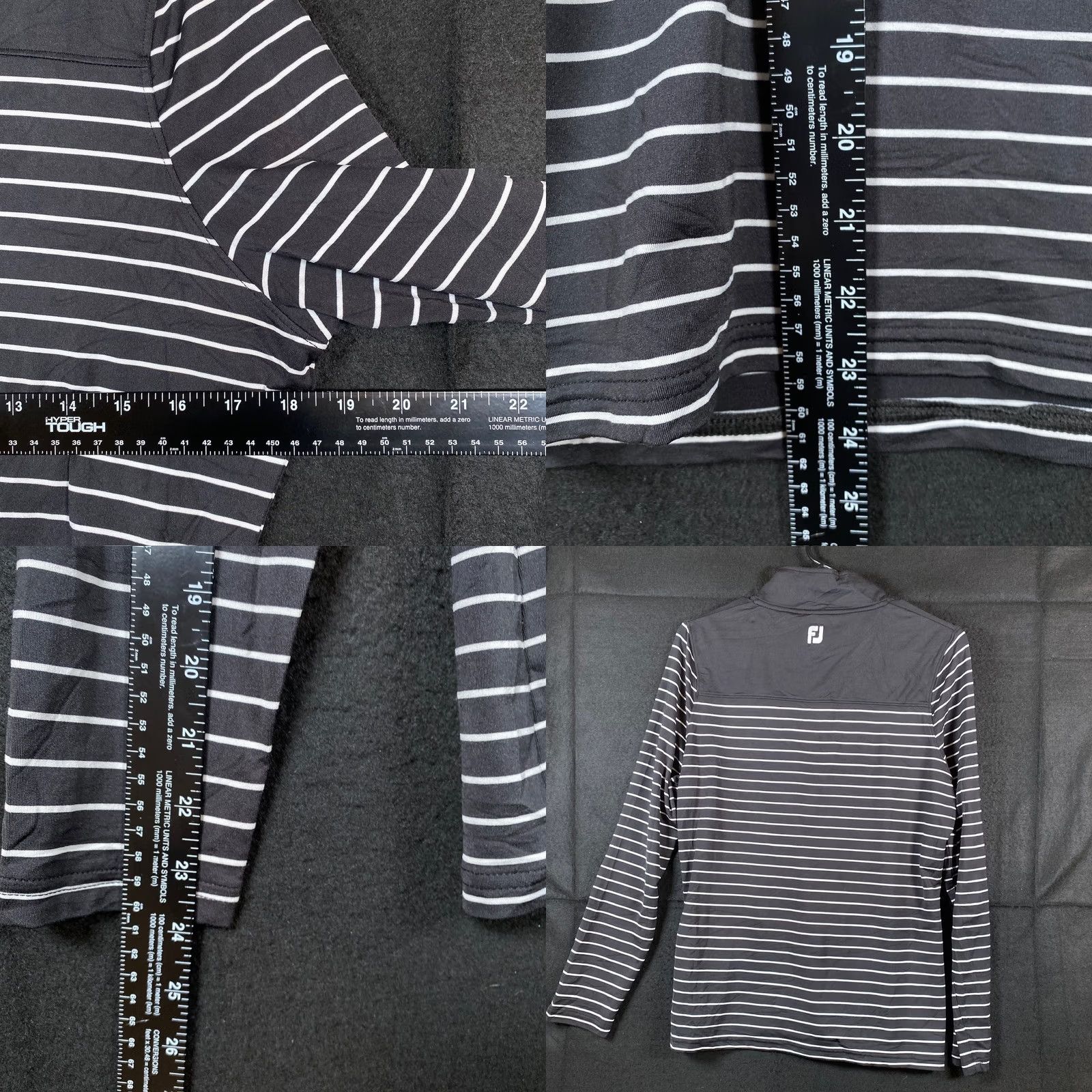 Footjoy FootJoy Womens Jacket Black White Stripe 1/4 Zip Nylon Blend Stretch Medium Size M / US 6-8 / IT 42-44 - 8 Thumbnail