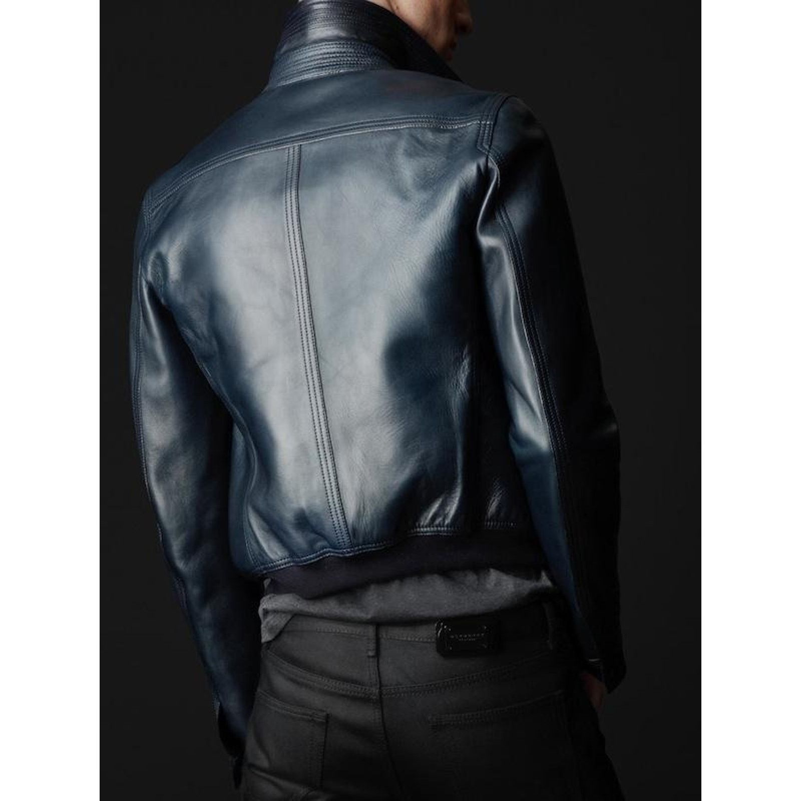 Burberry Prorsum Size S Blue Navy Bonded Leather Blouson Jacket Size US S / EU 44-46 / 1 - 3 Thumbnail
