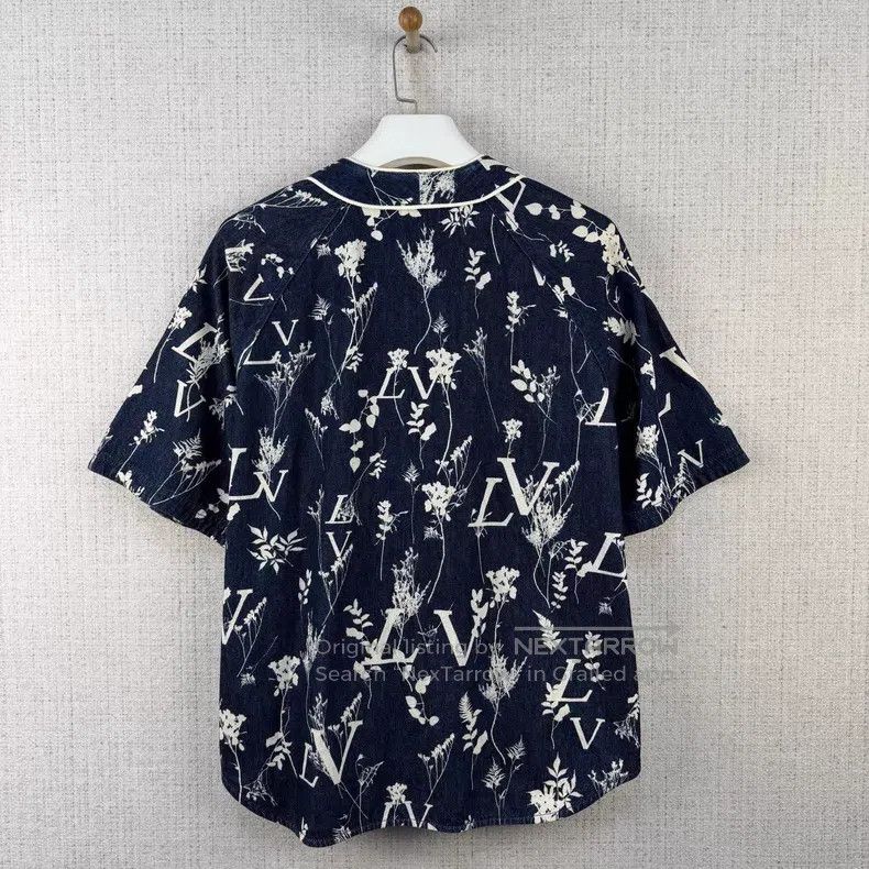 Louis Vuitton Louis Vuitton Wheat Spike Print V-Neck Denim Classic Short Size US XL / EU 56 / 4 - 3 Thumbnail