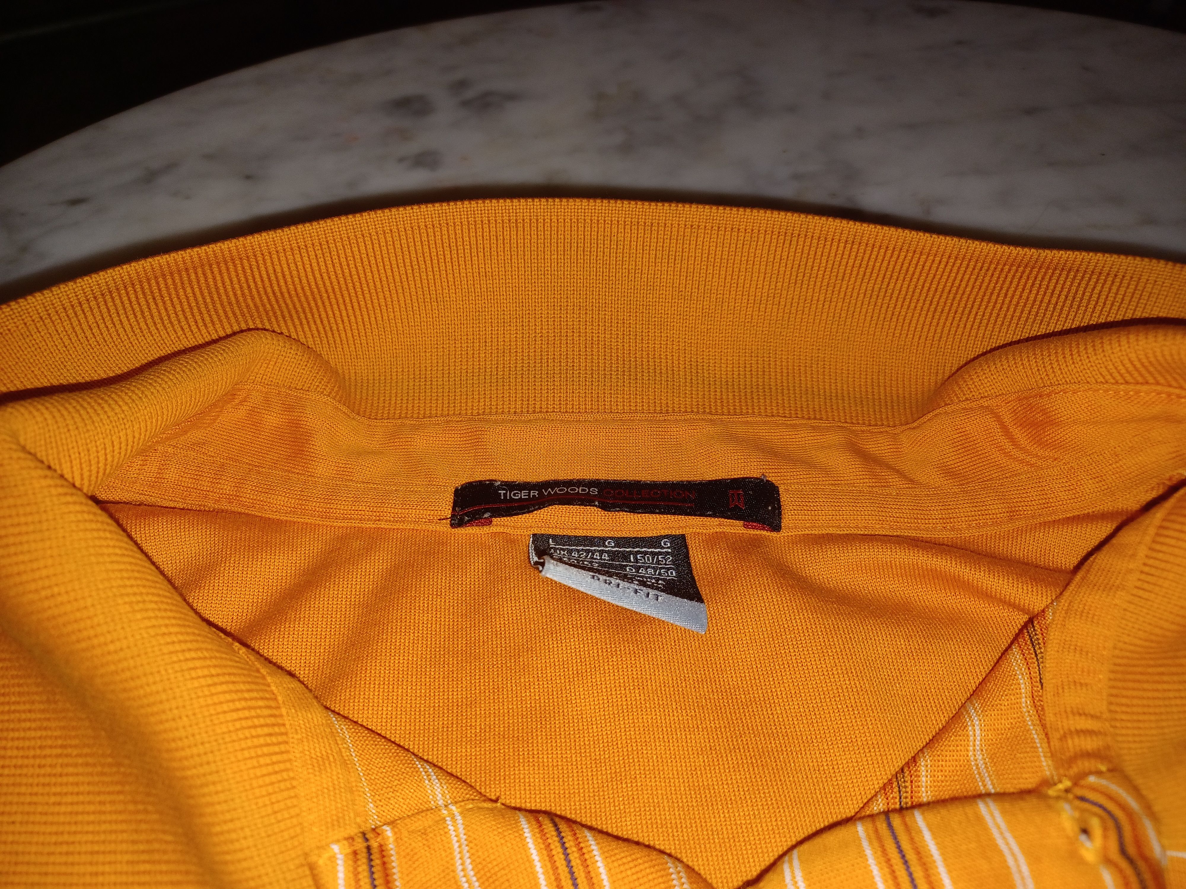 Other Tiger Woods Men's Polo Shirt Large Orange Stripes Size US L / EU 52-54 / 3 - 5 Thumbnail