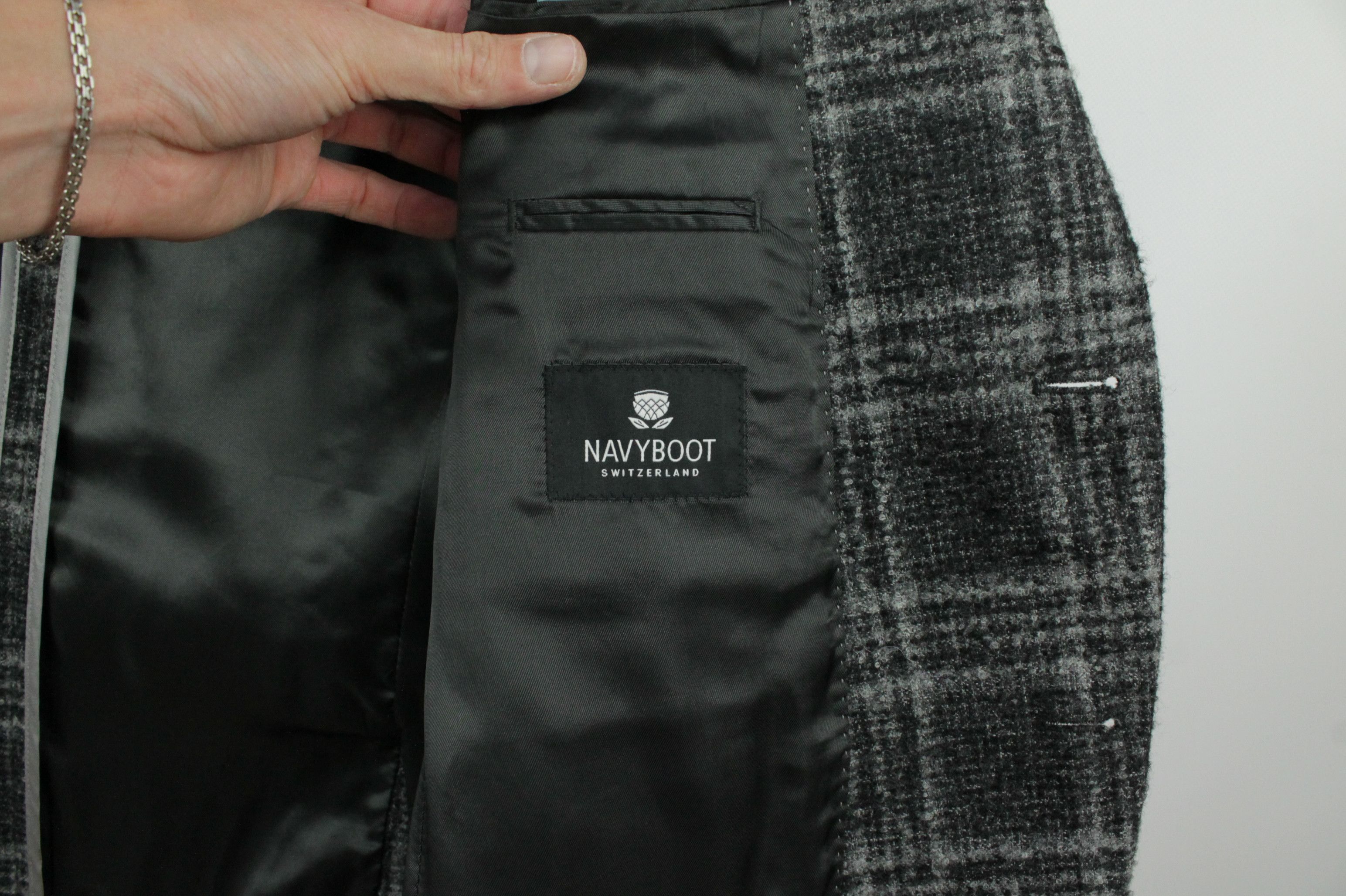 NAVYBOOT NAVYBOOT Loro Piana Suri Alpaca Gray Check Sport Coat Size US L / EU 52-54 / 3 - 7 Thumbnail