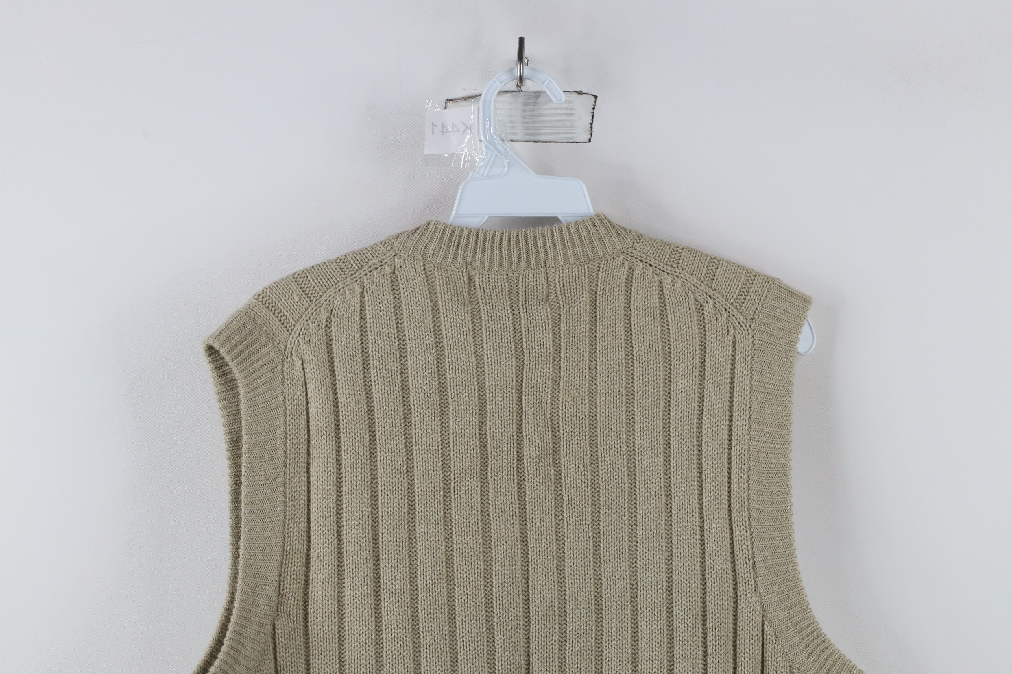 Vintage Vintage 90s Streetwear Chunky Cable Knit Sweater Vest Beige Size L / US 10 / IT 46 - 7 Thumbnail