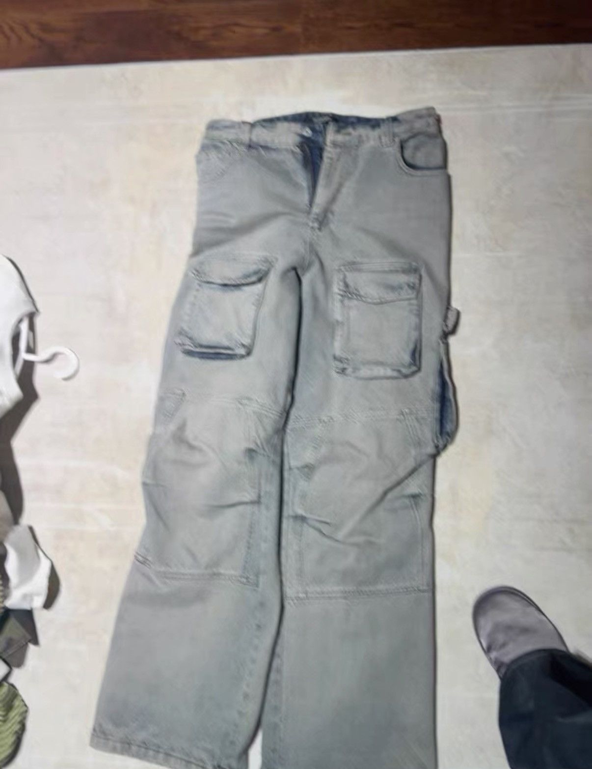Unknown London UNKNOWNWORLD 23SS ICE BLUE Cargo Washed Pocket Jeans J40 Size US 34 / EU 50 - 2 Thumbnail