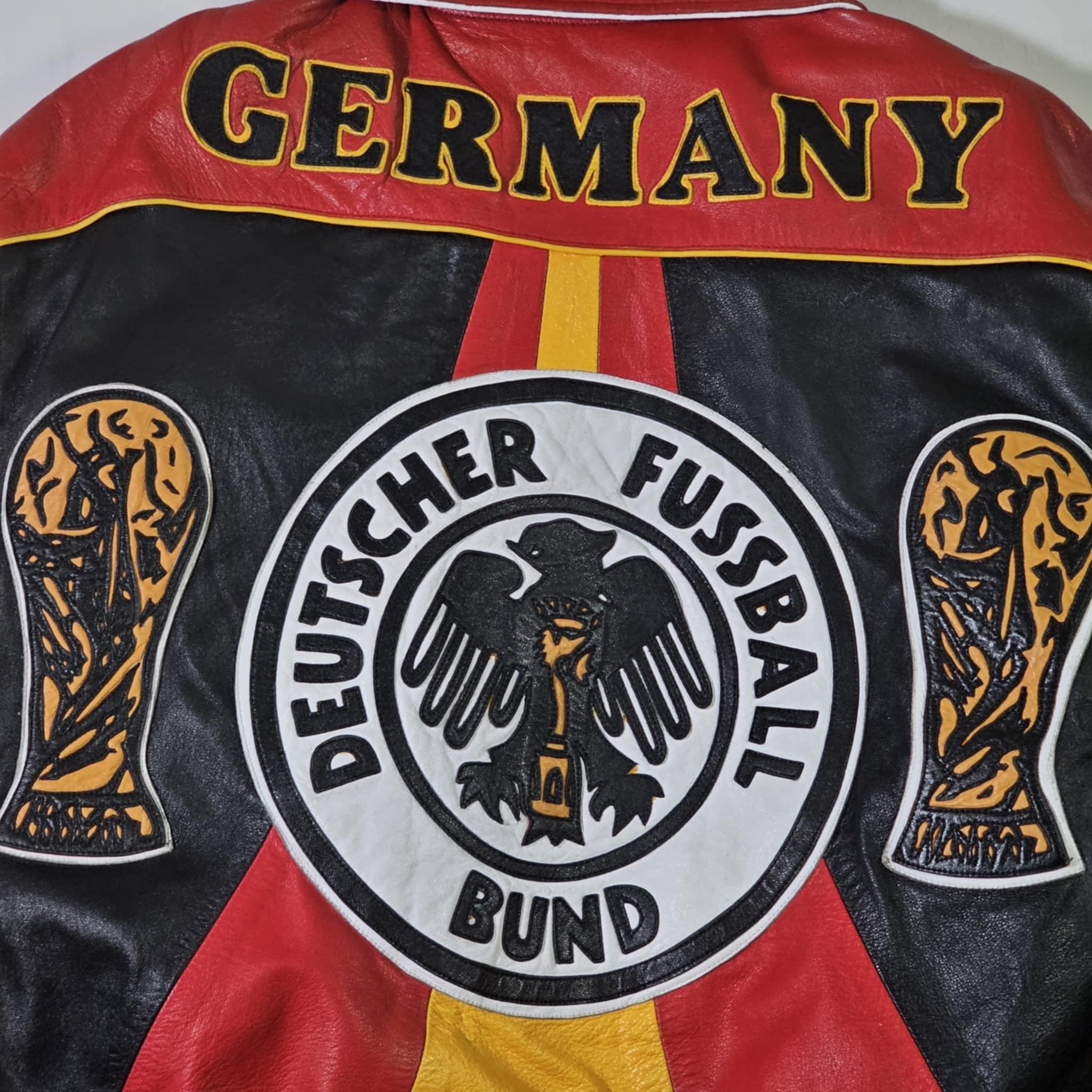 Vintage Germany Vintage 90s Jeff Hamilton World Cup Leather Jacket Size US L / EU 52-54 / 3 - 11 Thumbnail