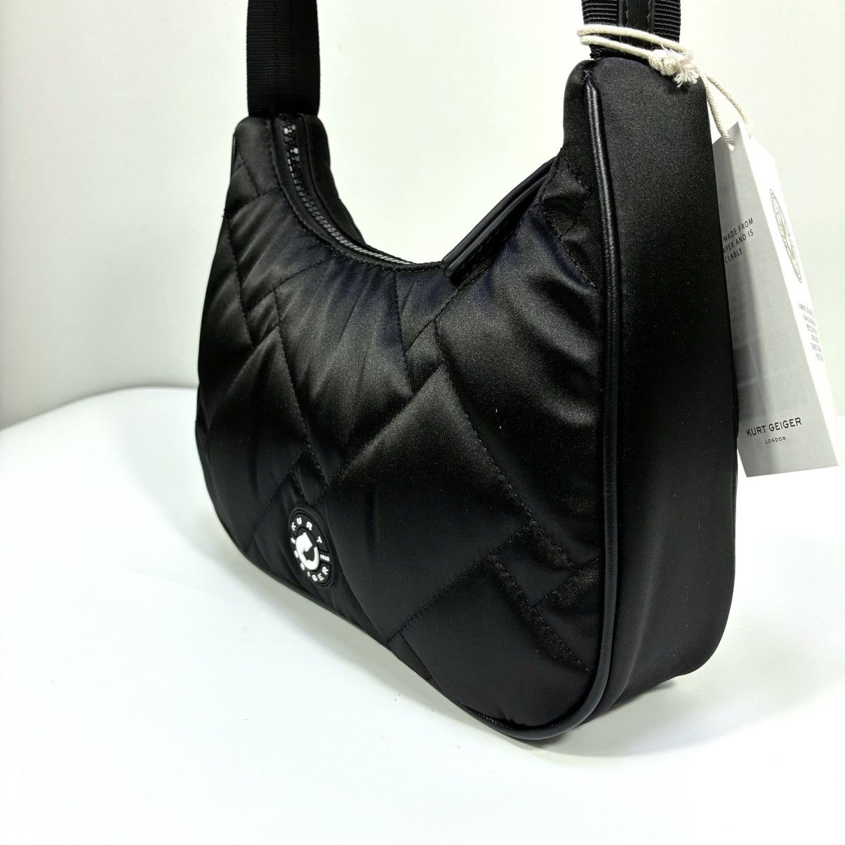Kurt Geiger Kurt Geiger London Recycled Quilted Shoulder Hobo Bag Black Size ONE SIZE - 8 Thumbnail