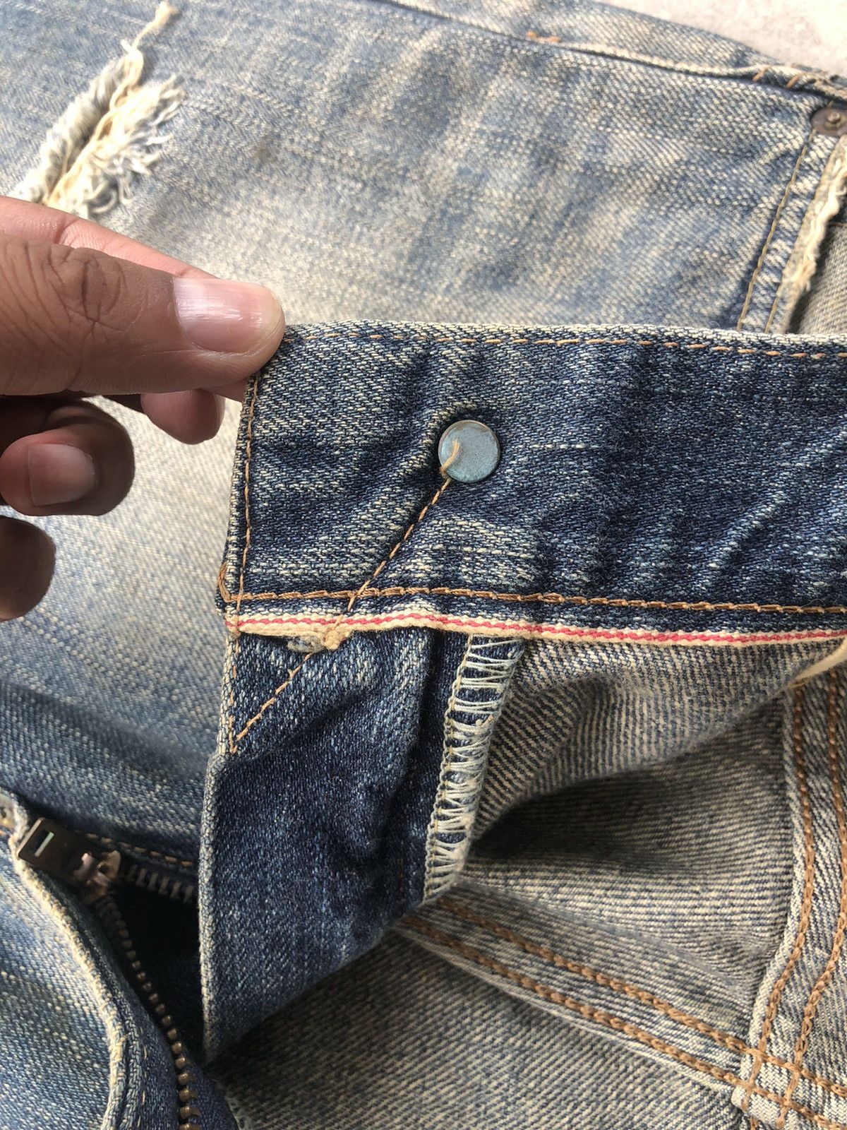 Kapital Vintage Edwin 505 Orange Tab Distressed Denim Size US 32 / EU 48 - 20 Thumbnail