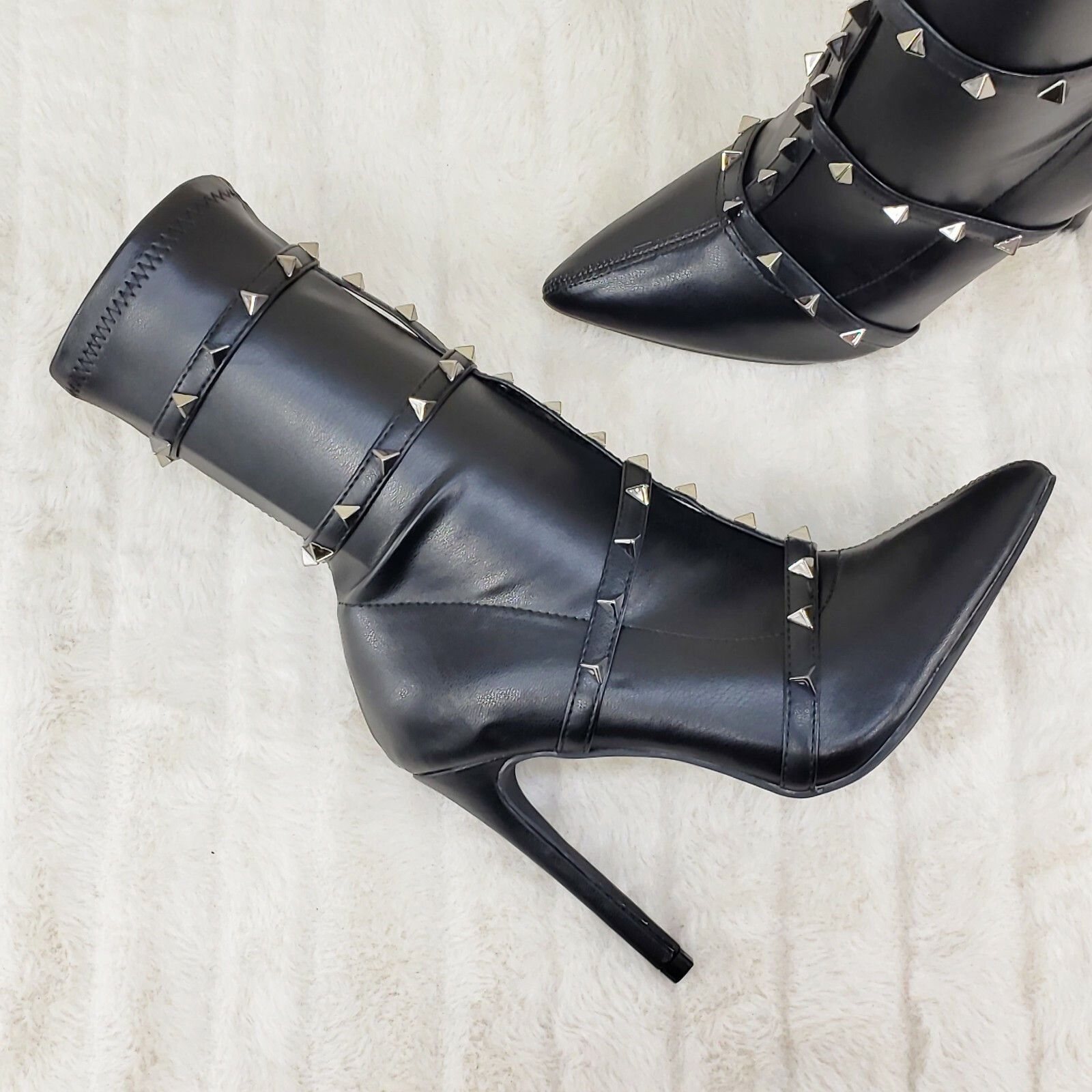 Other Mark Pyramid Stud Strap High Heel Pointy Toe Stretch Ankle B Size US 9 / IT 39 - 4 Thumbnail