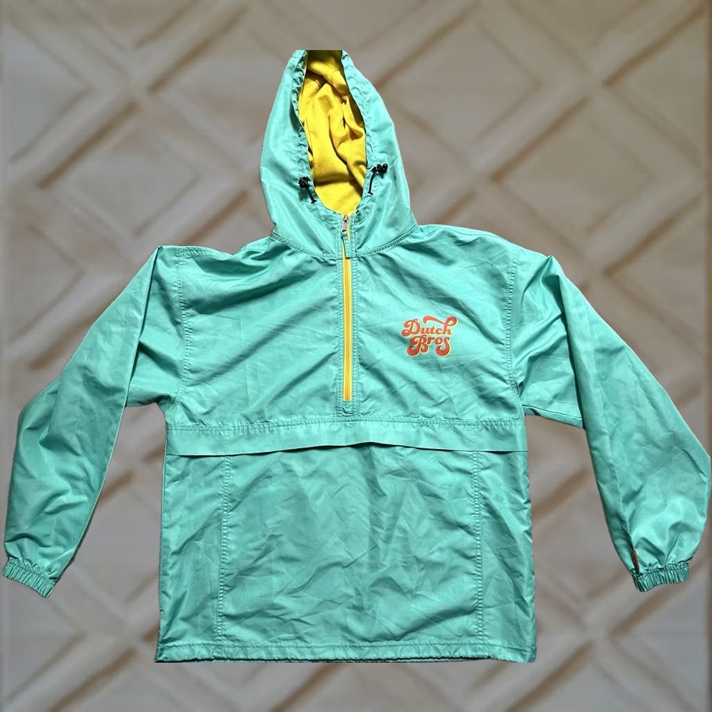 Logo 7 Dutch Bros Coffee Windbreaker Jacket Mens Size L Green Logo Hooded Zip Lightweight Casual Workwear Size US L / EU 52-54 / 3 - 1 Thumbnail