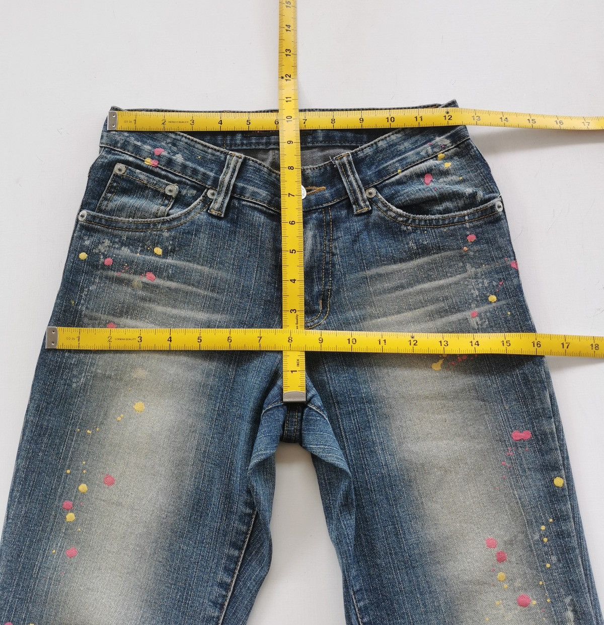 Japanese Brand Avira Pink Flare Paint Splash Denim Jeans Size 25" / US 0 / IT 36 - 12 Thumbnail