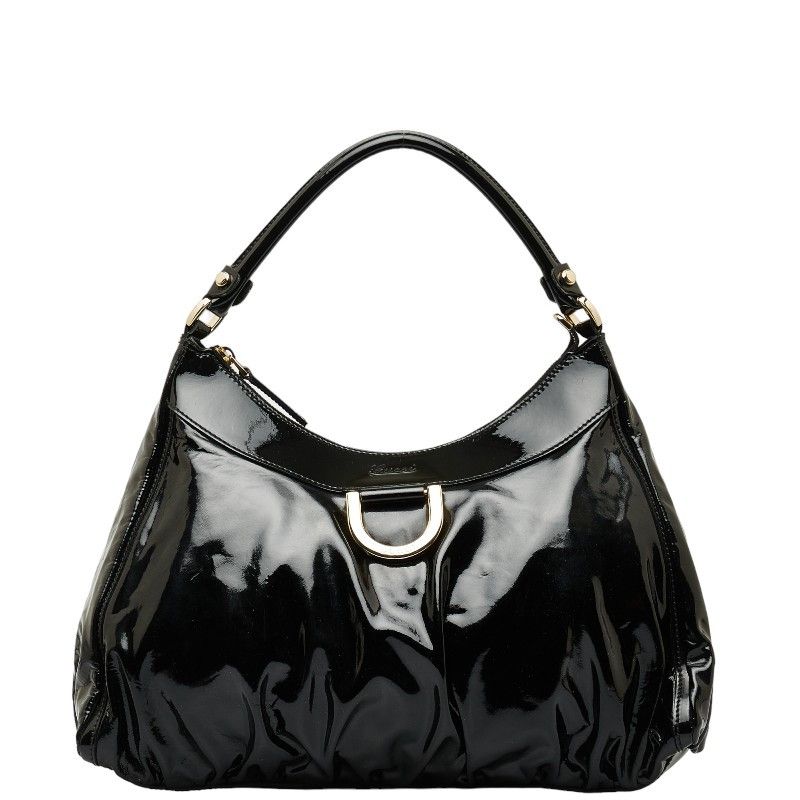 image of Gucci Patent Leather Abbey D Ring Shoulder Bag in Black, Women's