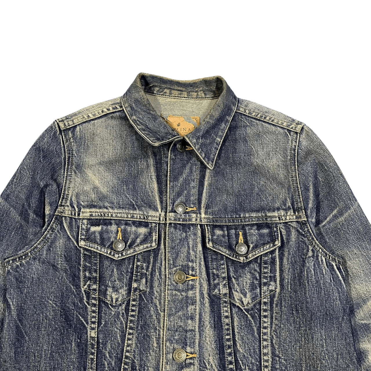 Japanese Brand Vintage PreLina Distressed Denim Jacket Size US L / EU 52-54 / 3 - 2 Thumbnail