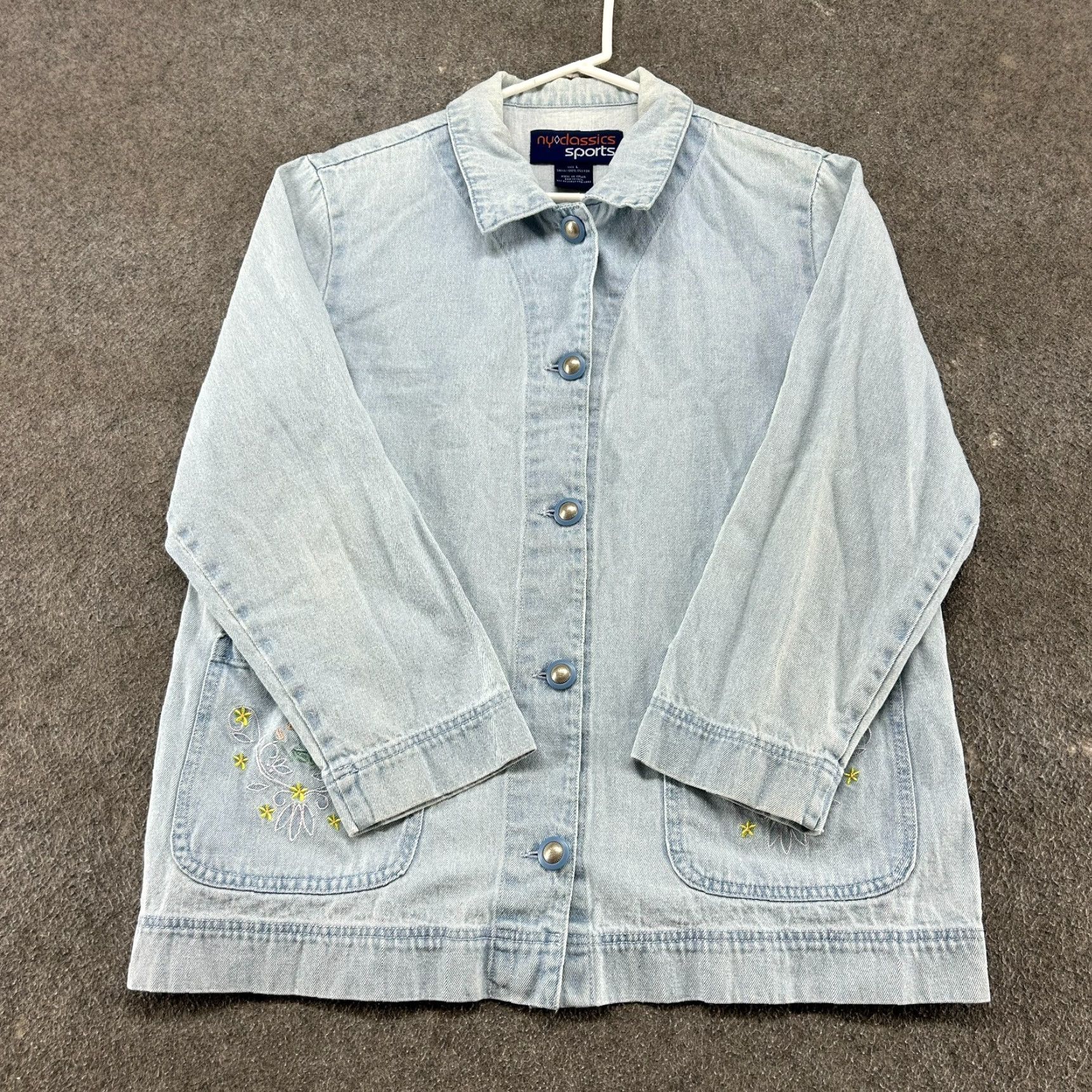 Vintage **VINTAGE NY Classics 90s Floral Embroidered Women's Jacket L Blue** User: VINTAGE NY Classics 90s Floral Embroidered Women's Jacket L Blue Size L / US 10 / IT 46 - 2 Thumbnail