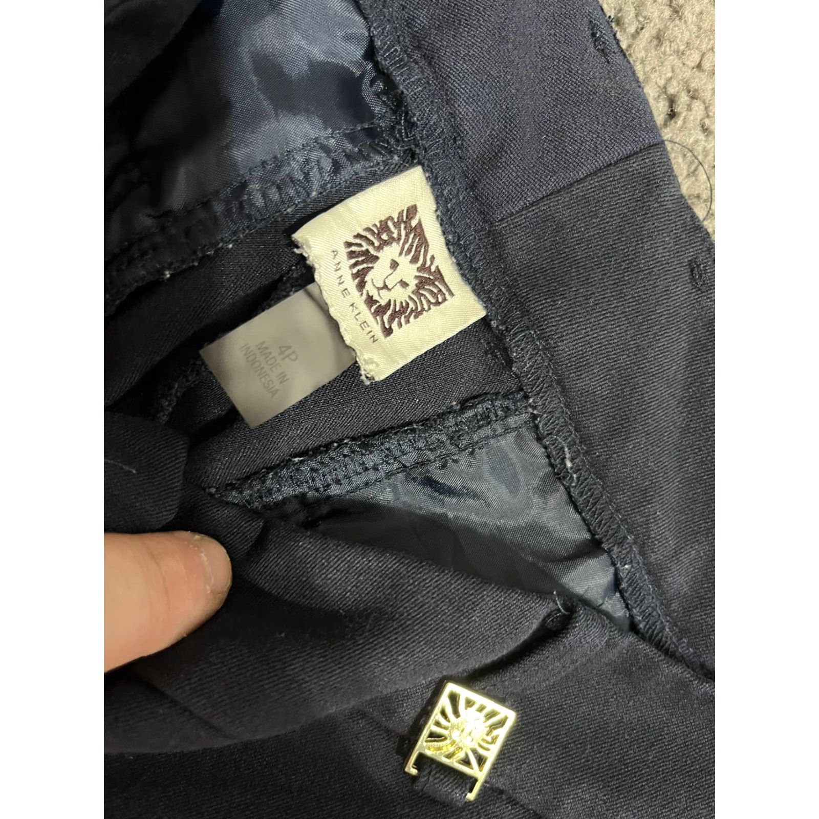 Anne Klein Anne Klein Pants Womens 4P Petite Navy Blue Knit Career Casual Straight Leg Pockets Womens Size 27" / US 4 / IT 40 - 5 Thumbnail