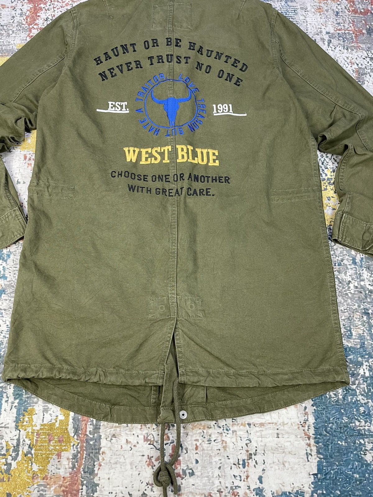 Pull & Bear Pull & Bear West Blue Big Logo Military Type Parka Size US L / EU 52-54 / 3 - 2 Thumbnail