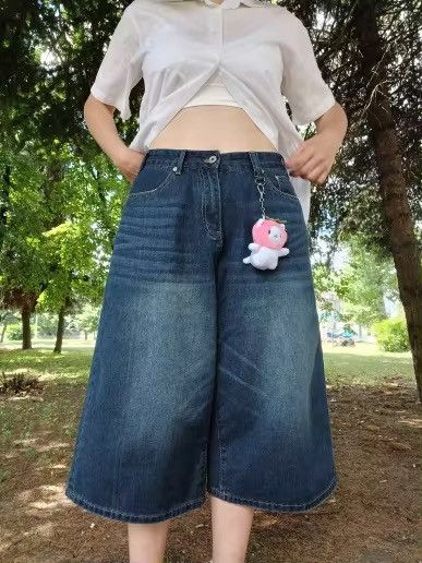 Designer × Japanese Brand Wide Leg Knee Length Shorts Denim Unisex Size US 31 - 7 Thumbnail