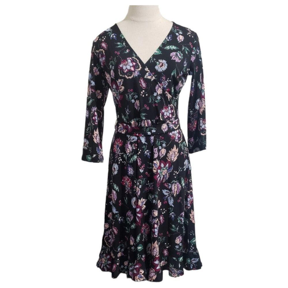 Warren Lotas CT1657 Leota Black Floral Swing Dress L Size L / US 10 / IT 46 - 1 Thumbnail