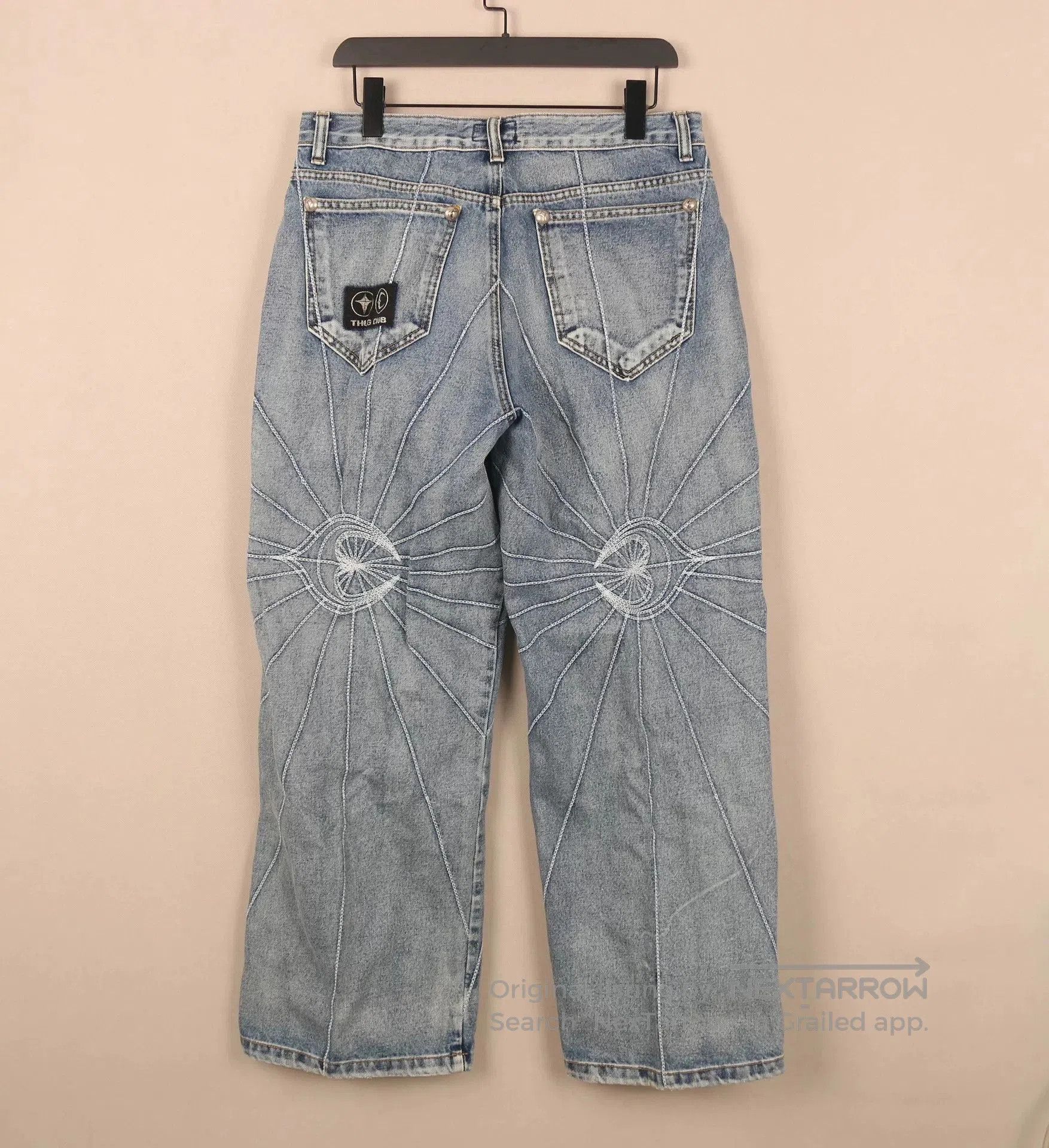 Japanese Brand Thug Club FW23 Ray Embroidery Jeans. Size US 32 / EU 48 - 3 Thumbnail