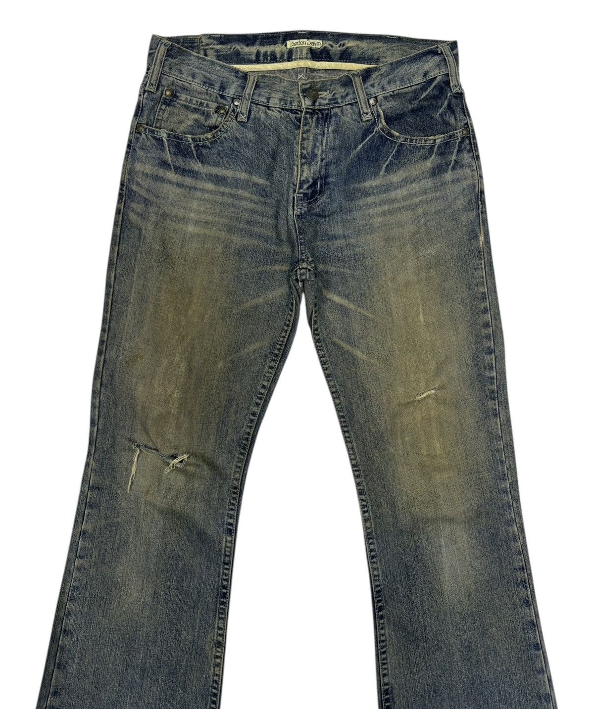 14th Addiction × If Six Was Nine × Kapital FLARE RUSTY LONDON DENIM MUD WASH FLARED JEANS Size US 31 - 5 Thumbnail