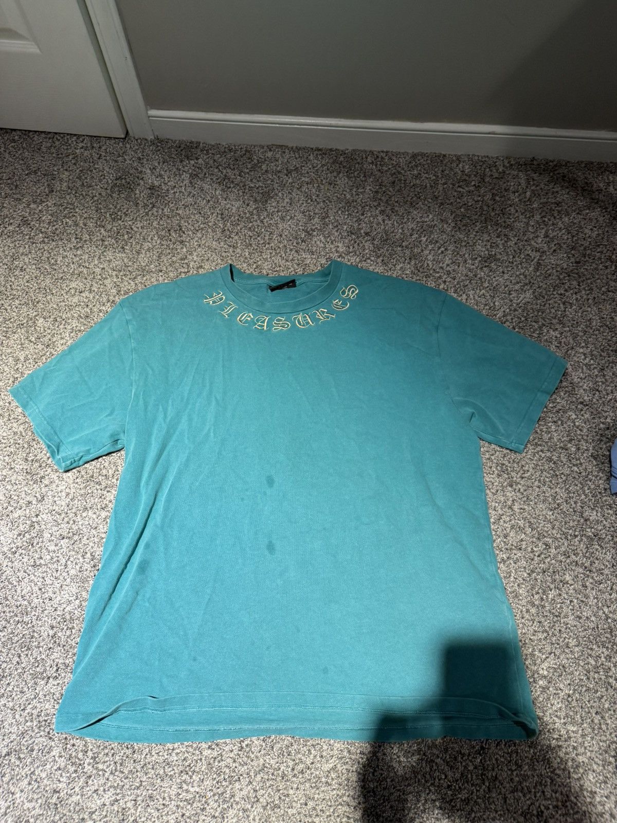 Pleasures Pleasures embroidered collar tee. Clean faded teal colorway Size US XL / EU 56 / 4 - 1 Thumbnail
